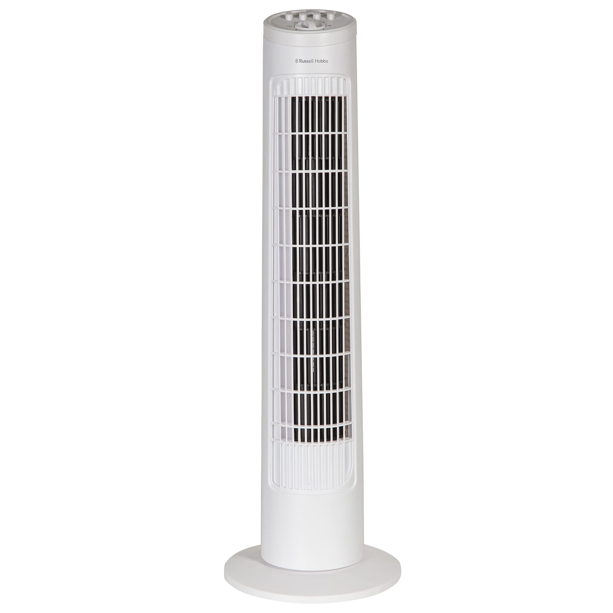 Russell Hobbs 29 Inch Lightweight Tower Fan - 3 Speed Settings, 75° Oscillation, Powerful Airflow & Quiet Operation with Timer - Ideal for Home, Office, Bedroom or Living Room Cooling - White (Model RHTF2921)