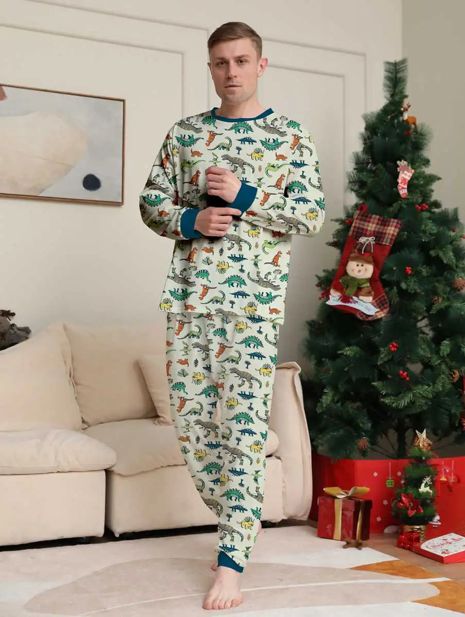 Dinosaur Matching Family Christmas Pajamas Set - Cute Holiday Sleepwear for Kids & Adults - Perfect for Family Photos & Cozy Winter Nights