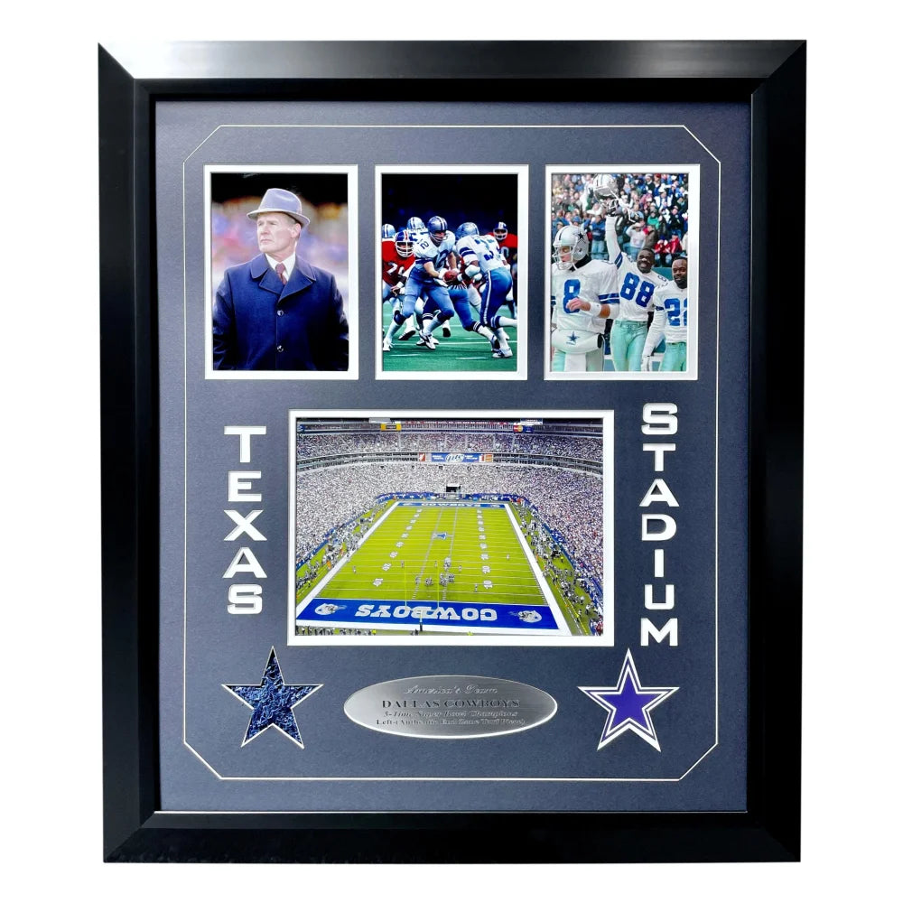 Dallas Cowboys Texas Stadium Authentic Game Used Turf Framed Collage with COA by Steiner - Perfect for Sports Memorabilia Collectors & Cowboys Fans