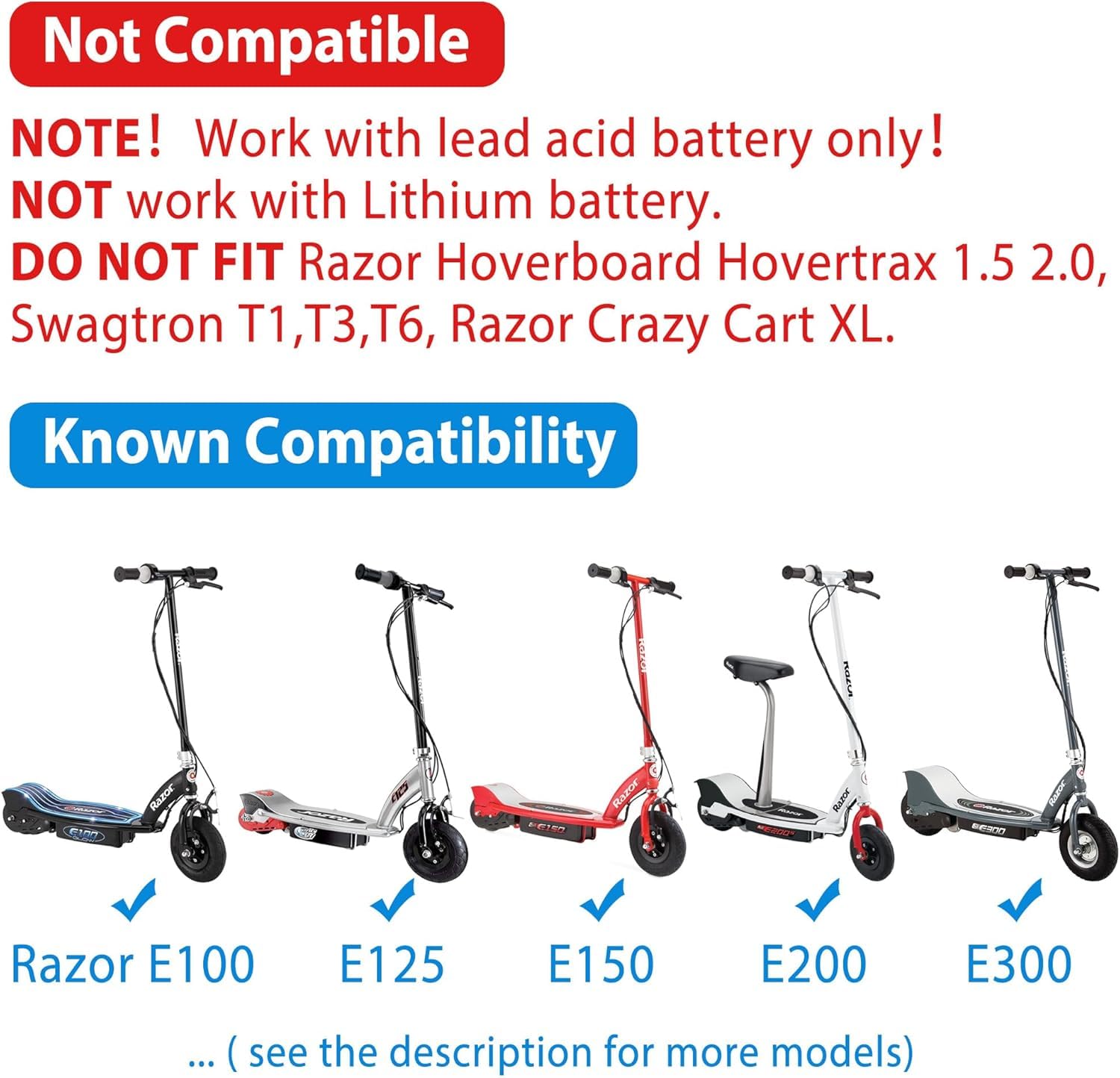 Original Razor 24V Charger for Electric Scooter Battery - Compatible with E100, E200, E300, E500, MX350, Dirt Bike, Pocket Mod, Motorcycle & ATV - Replacement Part# w13112099014 - Perfect for Home, Commuting & Outdoor Adventures