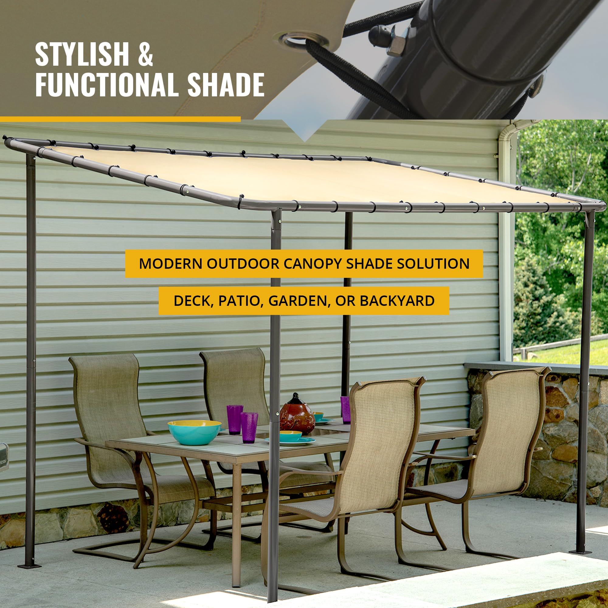 ShelterLogic 10' x 6' Solano Gazebo with Carbon Steel Frame & Water-Resistant Tan Canopy - Outdoor Sun Protection for Patio, Garden, and Backyard