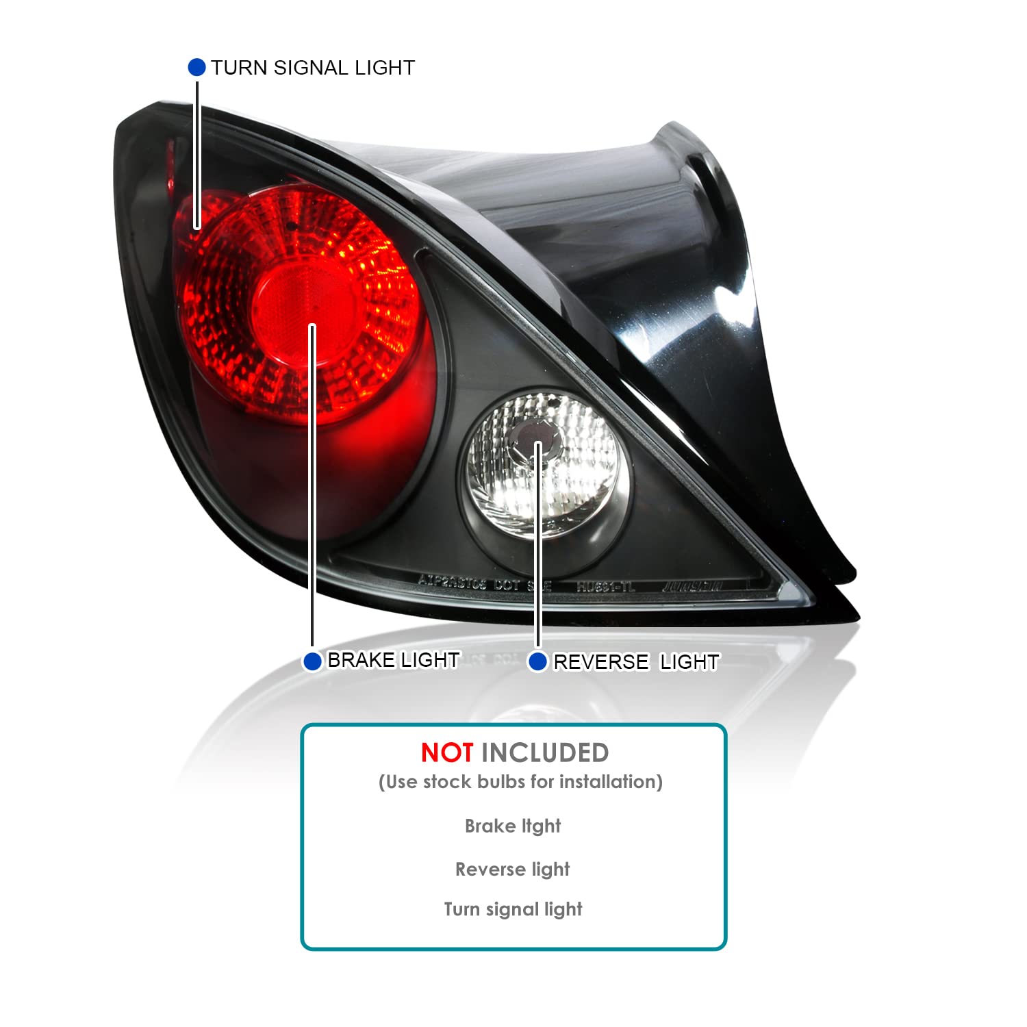 Spec-D Tuning Black LED Tail Lights for 2005-2010 Pontiac G6 Coupe - Left & Right Pair Assembly | Smoked Lens Design for Enhanced Style & Night Visibility (Perfect for Car Enthusiasts & Custom Builds)