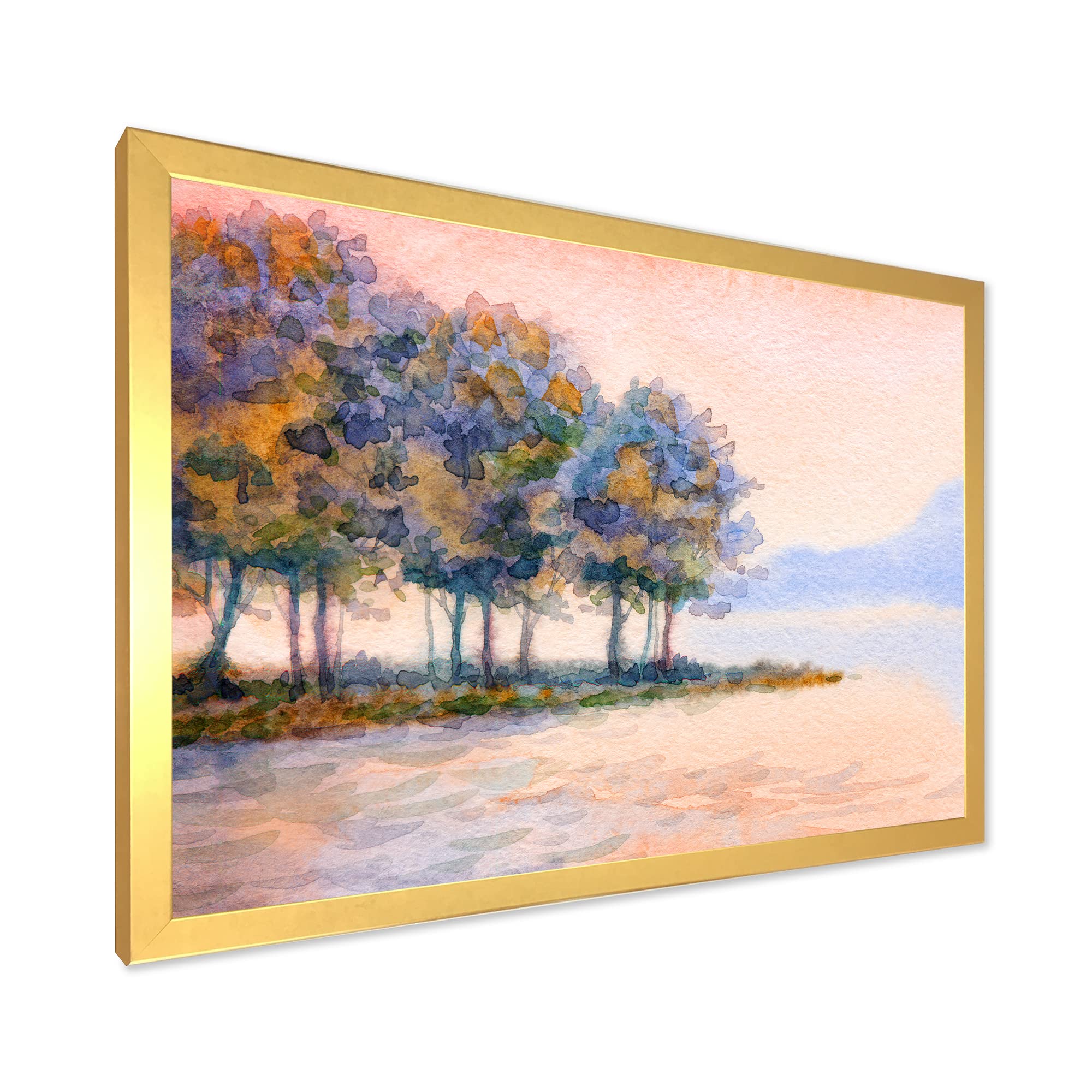 Sunset Over The Lake II Framed Wall Art - Traditional Landscape Painting for Living Room, Bedroom & Office Decor