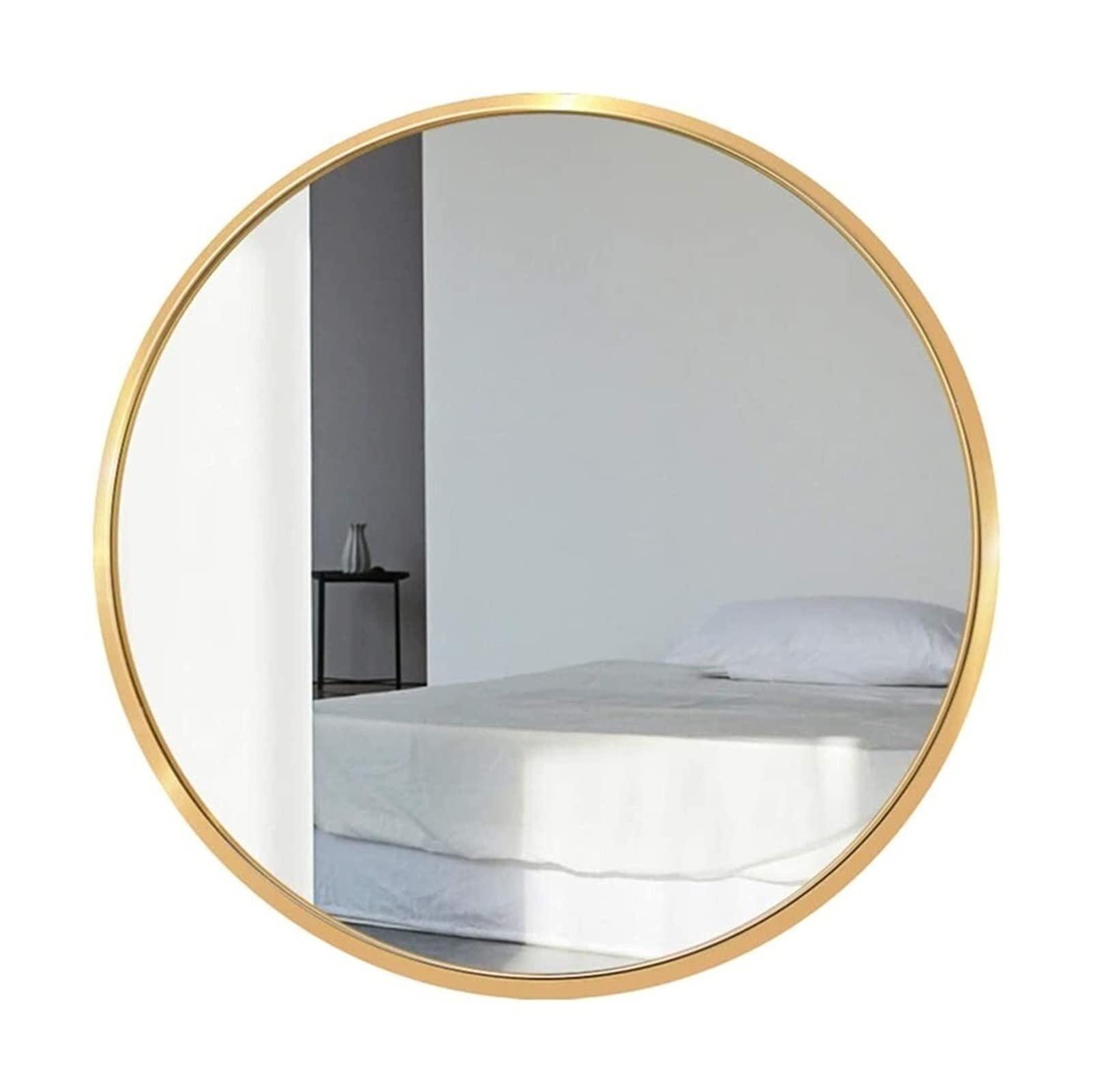 Premium Round Wall-Mounted Makeup Mirror with Metal Frame - 60CM HD Bathroom Mirror for Vanity, Living Room & Bedroom - Gold Shower Mirror for Daily Grooming & Home Decor