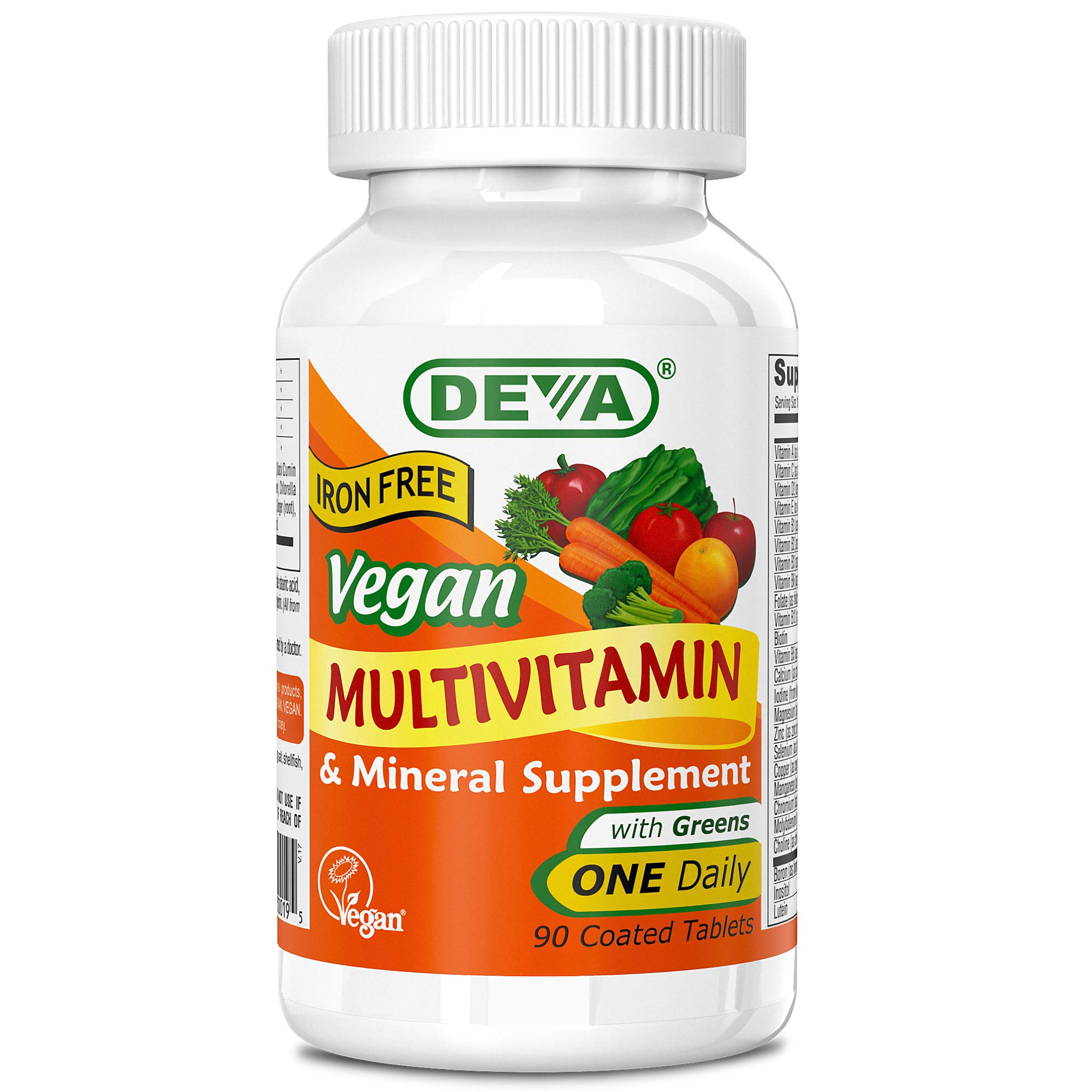 Deva Vegan Multivitamin & Mineral Supplement - Iron Free 90 Tablets | Plant-Based Nutrition for Vegan Diet & Active Lifestyle
