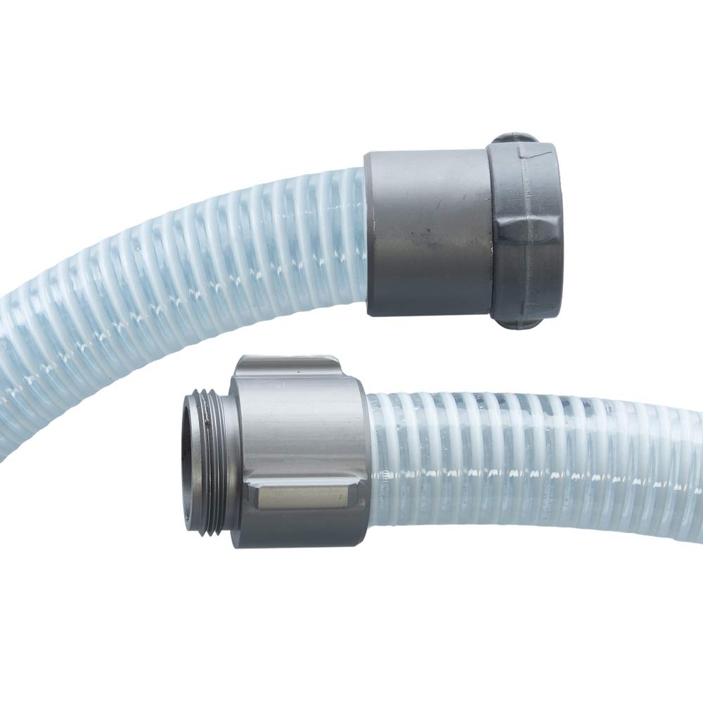 USA-Made 1.5 Inch x 10ft Suction Pump Water Hose with Fire Hose Threads - Heavy Duty White/Clear Trash Pump Hose for Drainage, Flood Control & Firefighting Applications