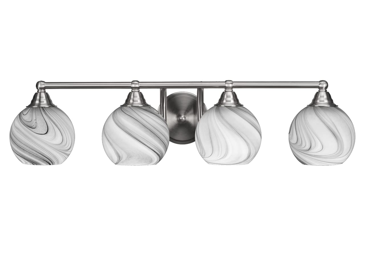 Toltec Lighting Paramount 4-Light Bathroom Vanity Light Bar in Brushed Nickel (3424-BN-4109) - Perfect for Modern Bathroom, Powder Room, and Spa Lighting Upgrade