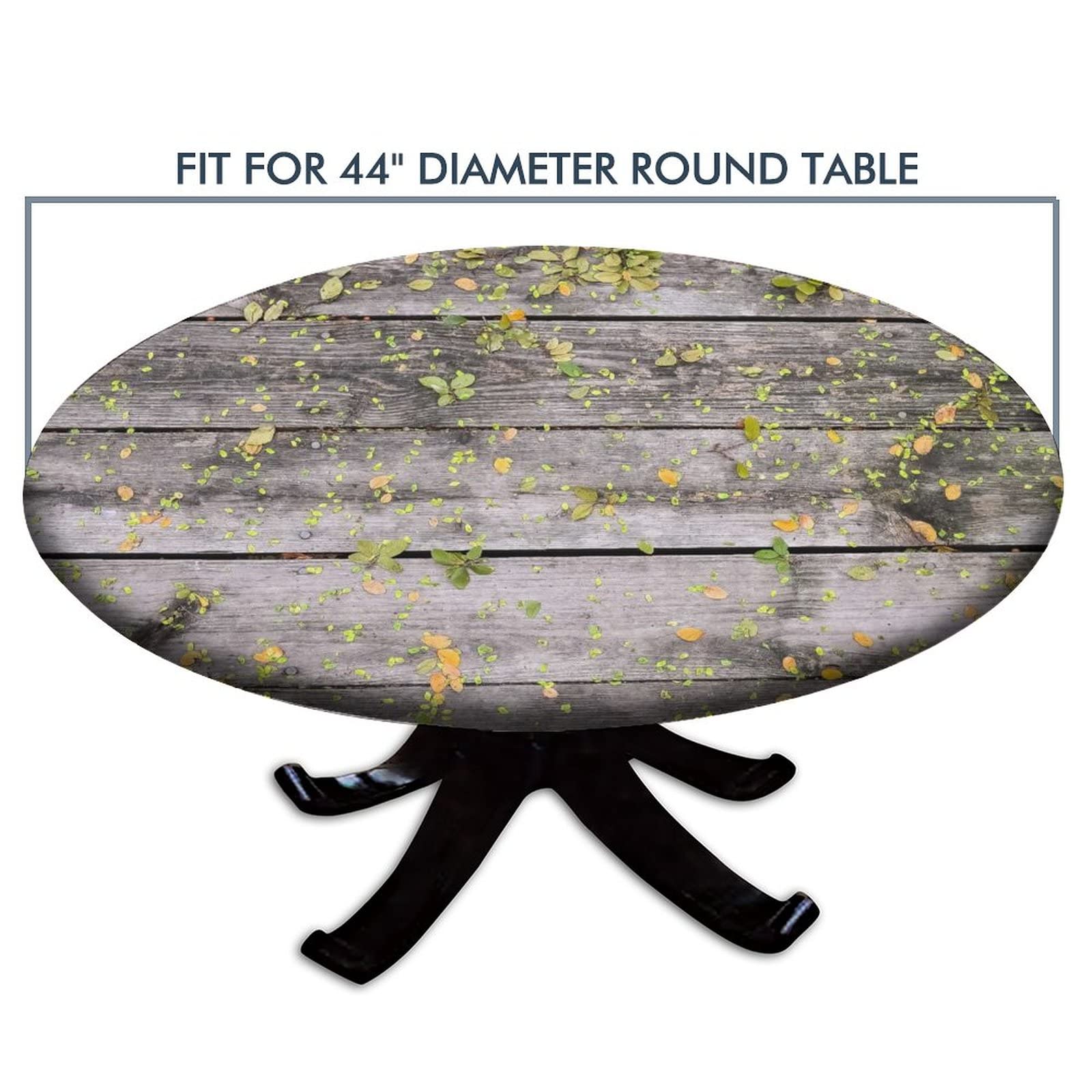 **Round Wooden Tablecloth with Elastic Edge - Decorative Wooden Board Cover for Kitchen, Dining Room & Outdoor Picnics - Fits 40