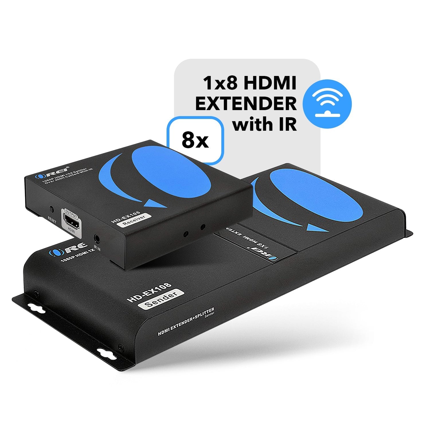 1x8 HDMI Extender Splitter Over CAT6/6a/7 - 400ft 1080p HD Video Distribution (HD EX108) - Perfect for Home Theater, Conference Rooms & Multi-Screen Setups