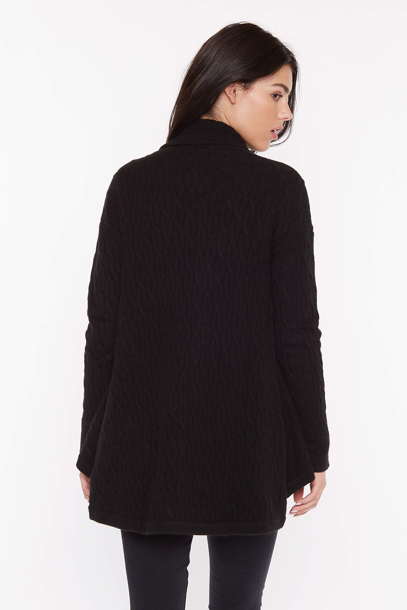 JENNIE LIU Women's 100% Pure Cashmere Cable Knit Open Front Cardigan Sweater | Soft & Warm 4-Ply Knitwear | Perfect for Office, Date Night & Cozy Fall Outfits