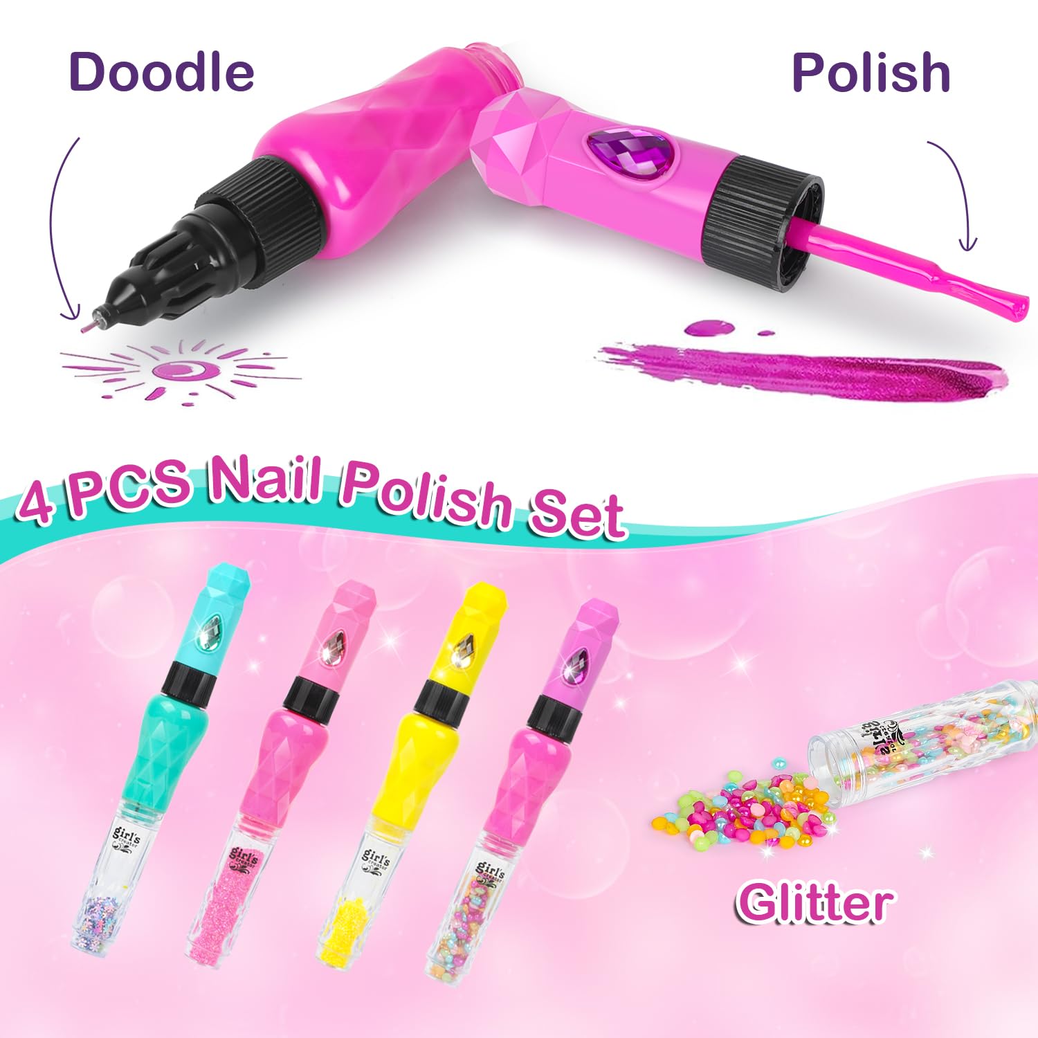 Non-Toxic Kids Nail Polish Set for Girls Ages 6-12 | Safe Nail Art Kit with 12 Colors | Perfect Birthday Gift for Girls | Spa, Makeup & Manicure Fun | Ideal for Parties, Playdates & Creative Play