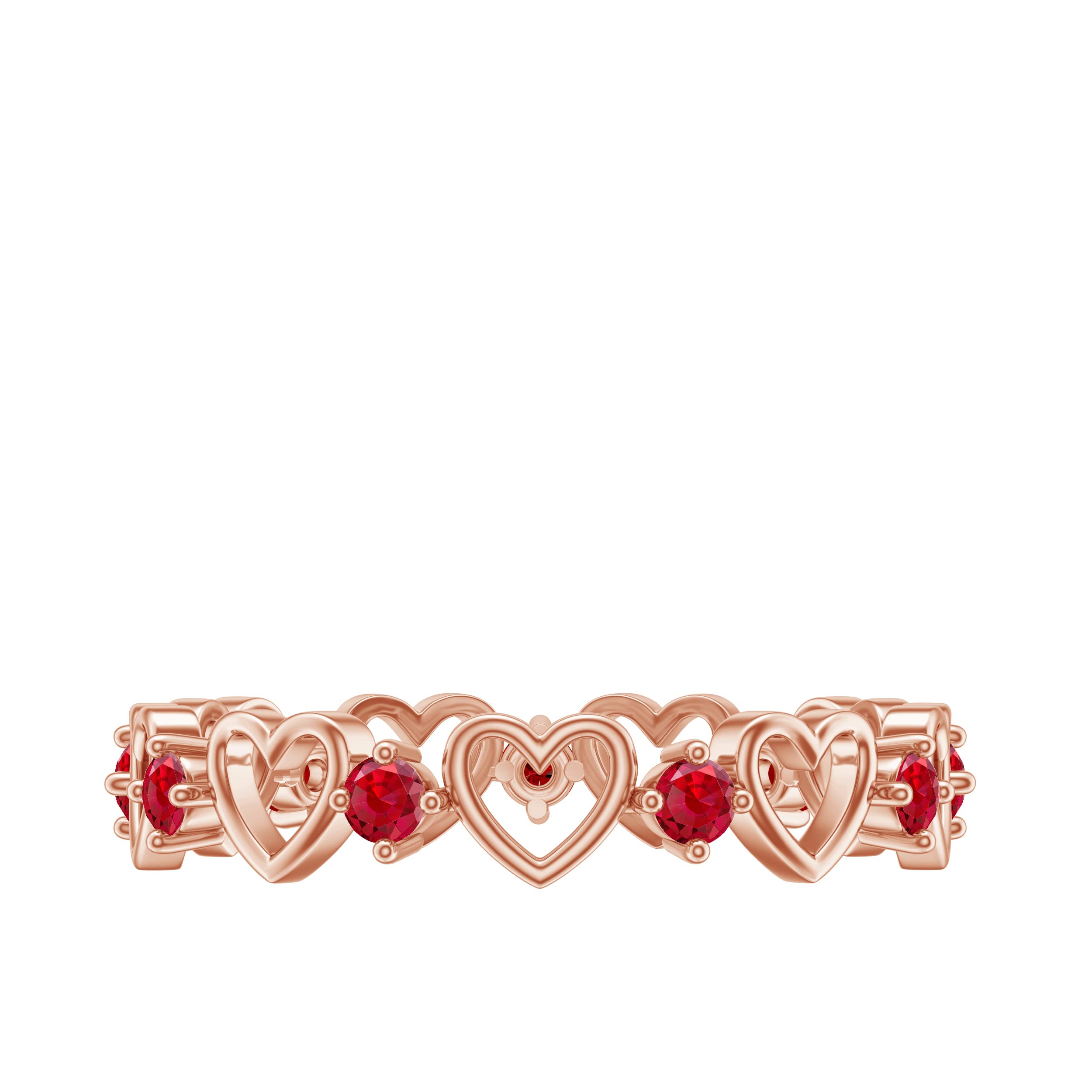 1/2 CT Lab Created Ruby Gold Ring for Women - 14K Solid Gold Heart Promise Band Ring - Elegant Jewelry for Anniversaries, Engagements & Special Occasions