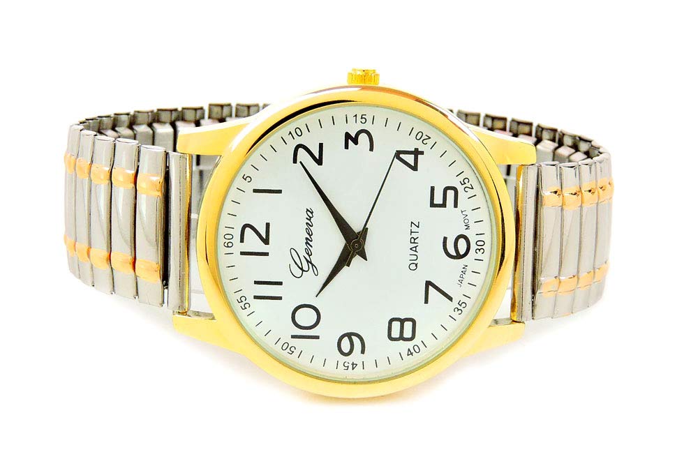 2-Tone Large Face Easy-to-Read Stretch Band Watch for Men & Women - Perfect for Running, Workouts, and Everyday Wear