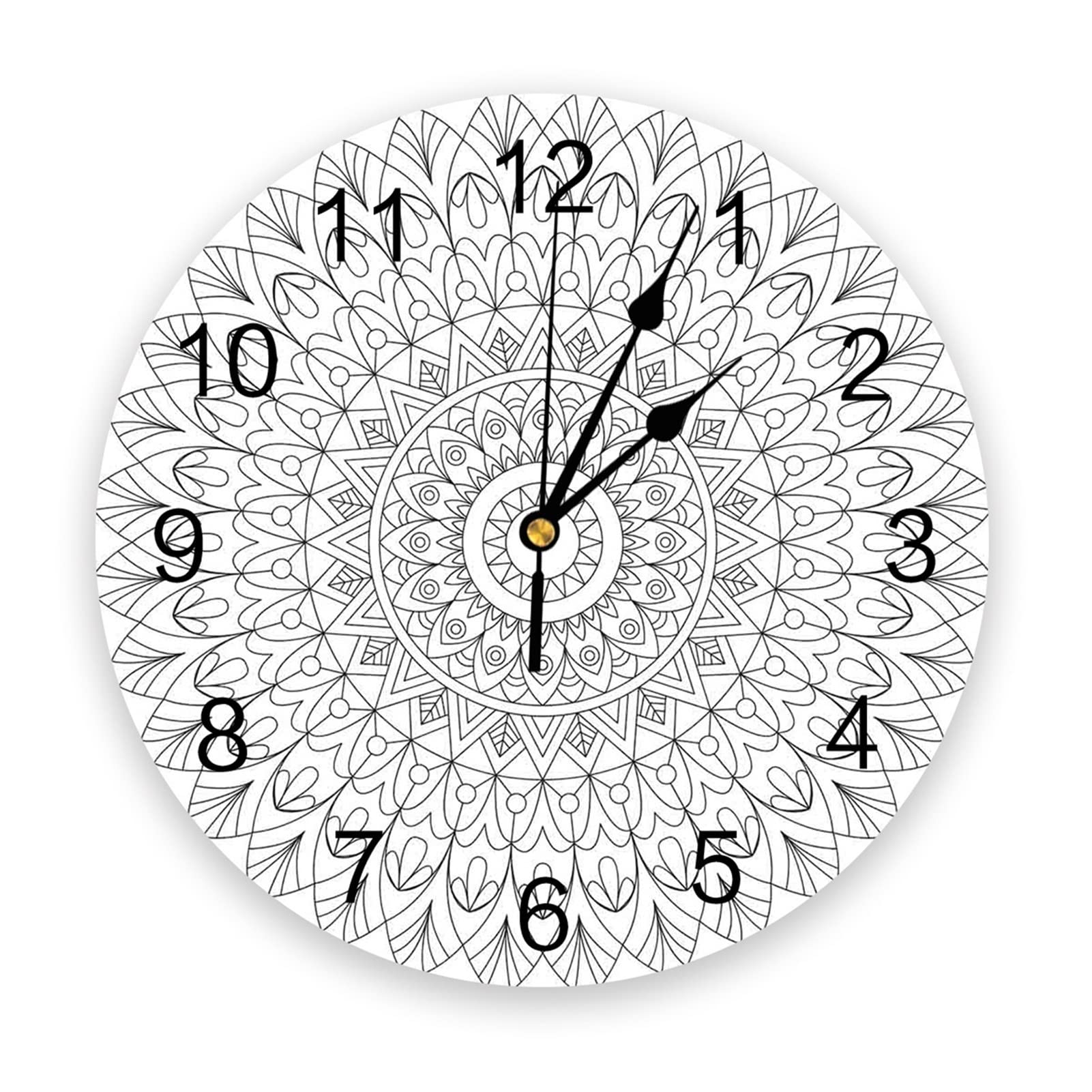 BNNP Silent Non-Ticking Wall Clock - Modern PVC Wall Clock with Mandala Pattern for Home Decor, Living Room, Bedroom - Noiseless Battery Operated Clock (Color 03) for Office, Dorm & Kitchen