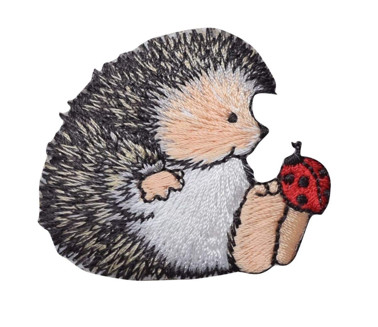 Cute Hedgehog with Ladybug Embroidered Iron On Patch for DIY Crafts, Jackets, Backpacks & Costume Design - Fun Sewing Applique for Kids & Adults
