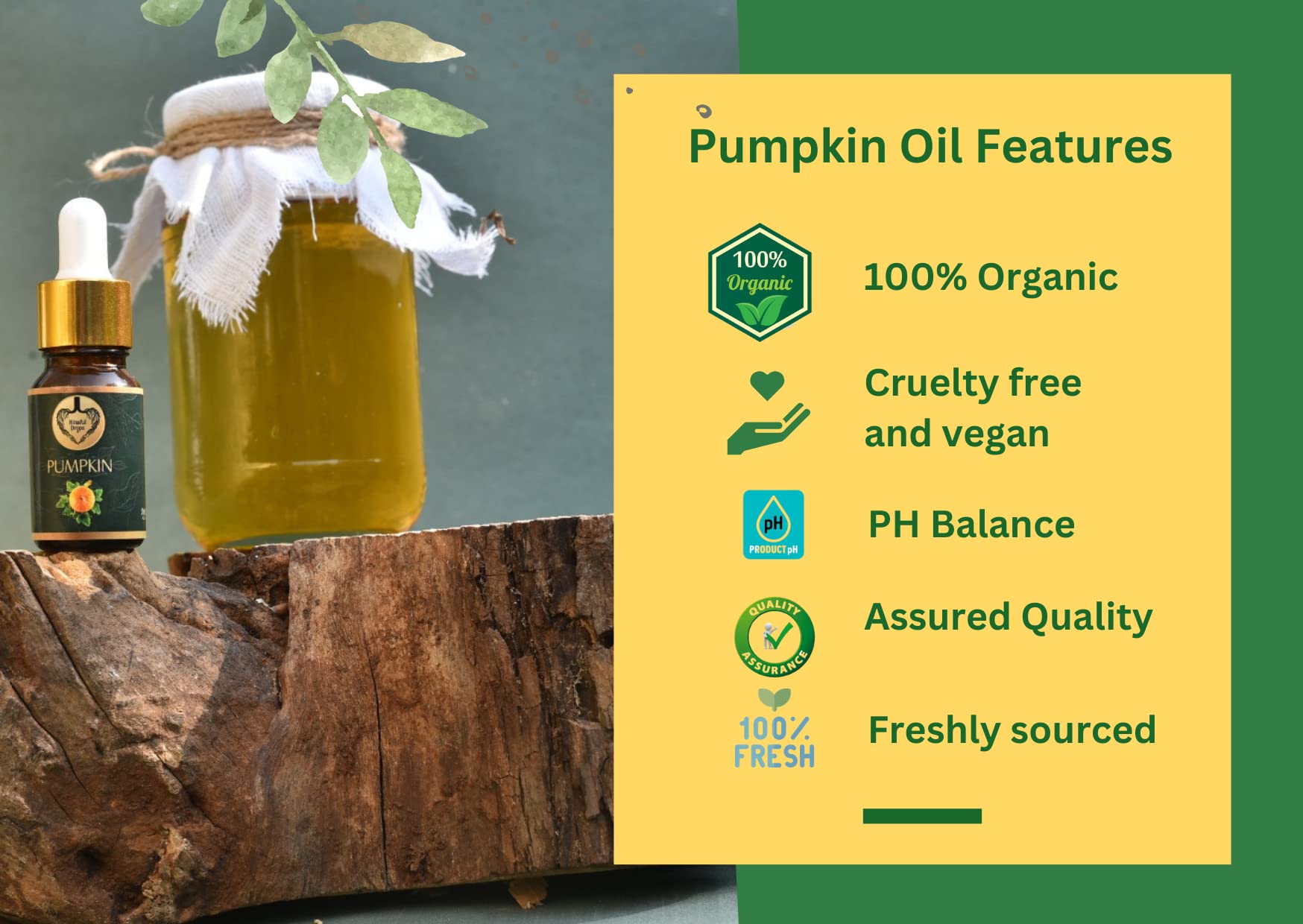 Organic Pumpkin Seed Oil with Jojoba Carrier Oil - Cold Pressed, Pure & Natural for Hair Growth, Skin Care & Cooking - Perfect for DIY Beauty Recipes & Healthy Cooking