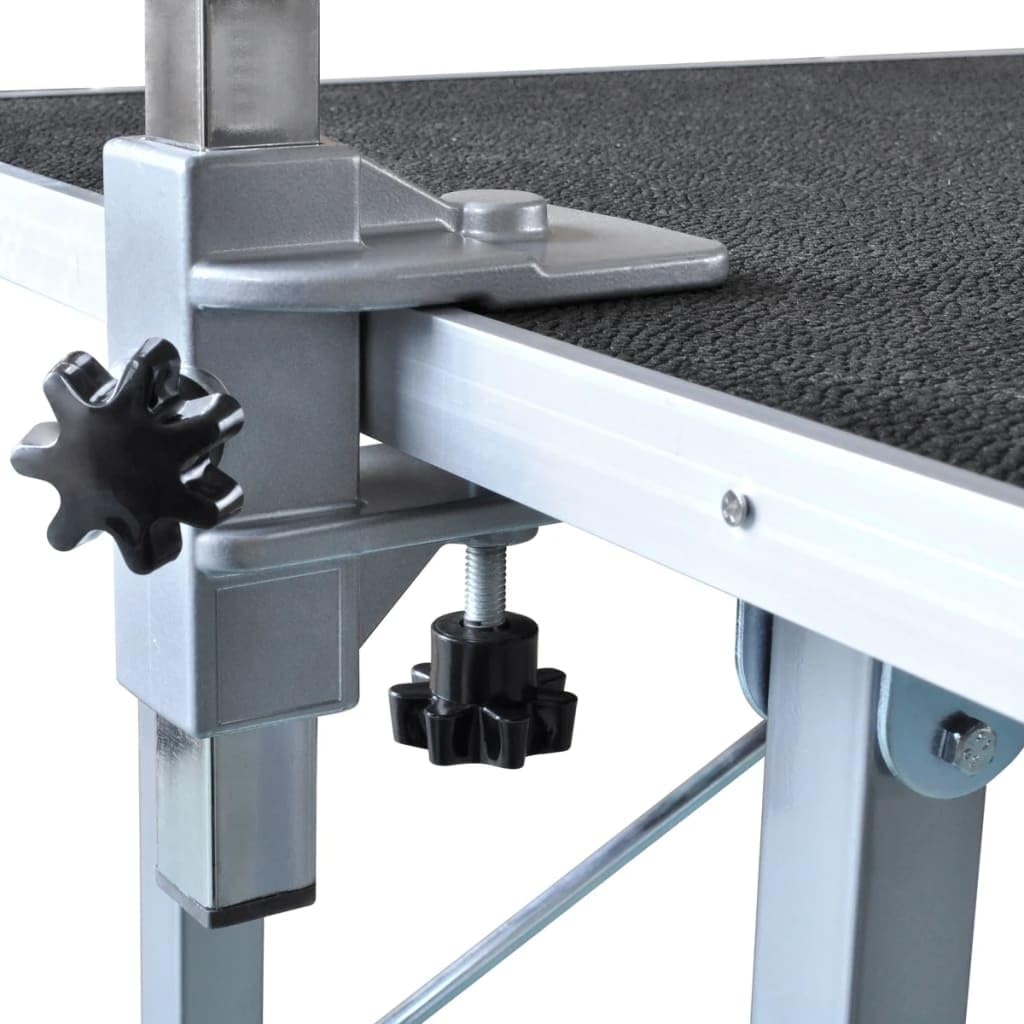 Adjustable Pet Dog Grooming Table with Non-Slip Rubber Surface & Durable Steel Frame - Includes Safety Noose for Secure Grooming | Perfect for Professional Groomers & Home Pet Care | Black