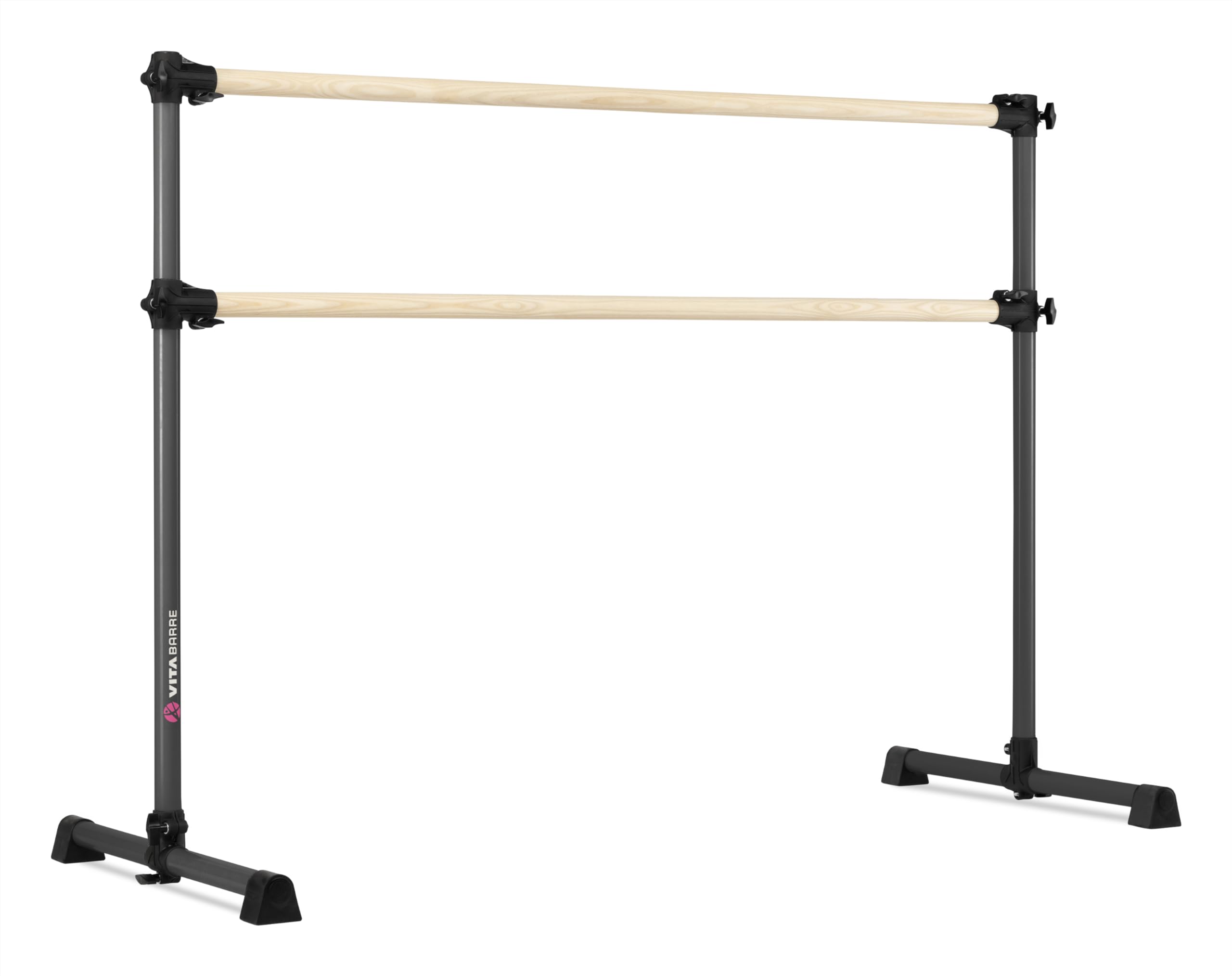 VITA Barre Portable Freestanding Double Ballet Barre - Adjustable Height Wooden Dance Bar for Home & Gym - USA Made Exercise Equipment for Kids & Adults - Perfect for Ballet, Fitness, Pilates & Yoga Practice