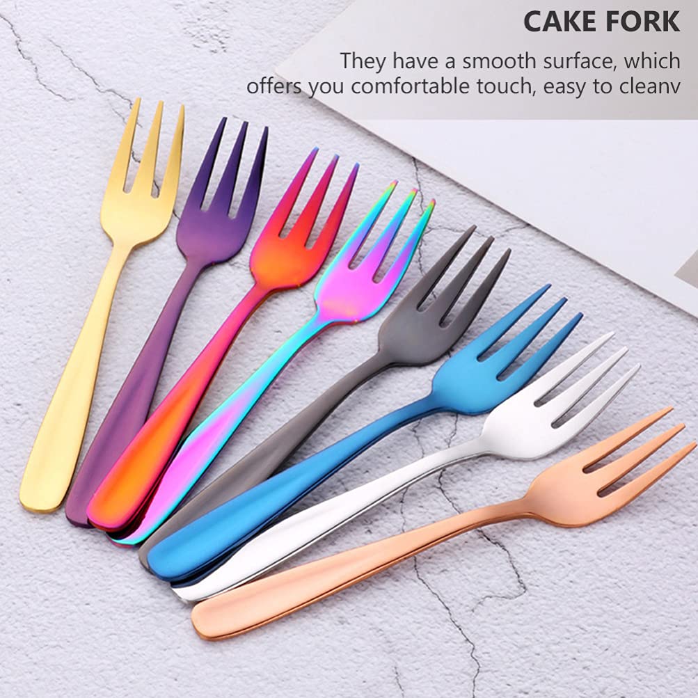 8-Piece Stainless Steel Fruit Forks Set - Metal Kitchen Forks, Salad Dessert Forks, Mini Cake Forks - Durable Flatware for Parties, Picnics, BBQs & Home Dining