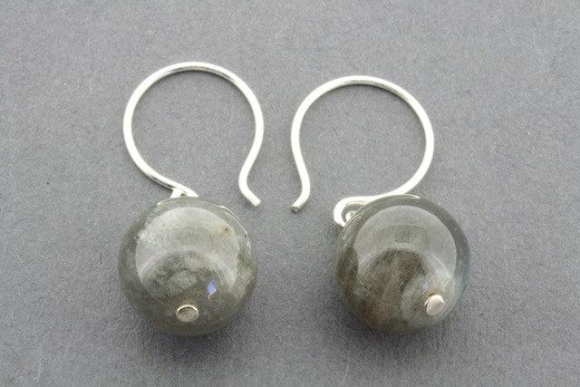Labradorite Sterling Silver Ball Hook Earrings for Women - Elegant Boho Jewelry for Everyday Wear & Special Occasions