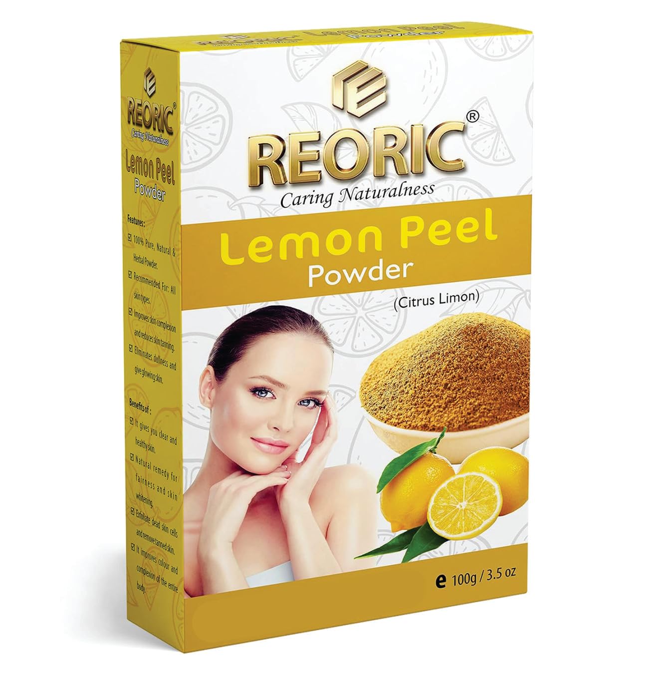 Organic Lemon Peel Powder for Face - 100% Natural Vitamin C Brightening Facial Mask & Skin Glow Treatment (100g) | DIY Skincare, Brightening Face Pack, Natural Exfoliator for Radiant Skin