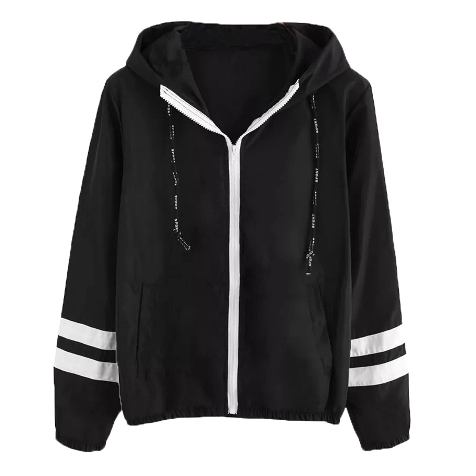 Women's Waterproof Hooded Rain Jacket - Lightweight Windbreaker with Zipper & Sun Protection for Outdoor Activities | Perfect for Hiking, Commuting & Travel