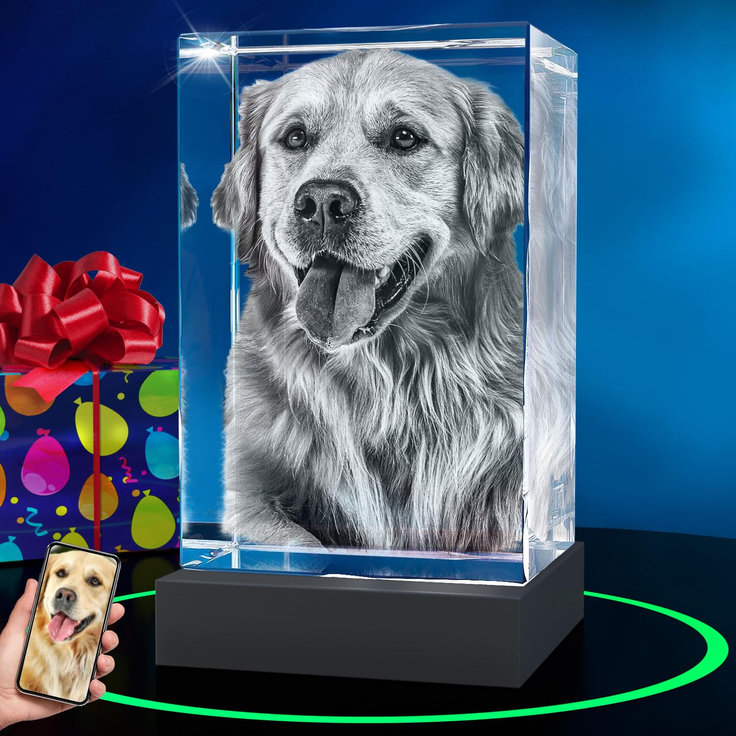 ArtPix 3D Premium Crystal Photo - Personalized Dog Memorial Gift with Custom Photo Engraving | 3D Laser Etched Picture for Pet Owners & Dog Lovers | Heartfelt Keepsake for Pet Loss Remembrance, Home Decor & Memorial Display
