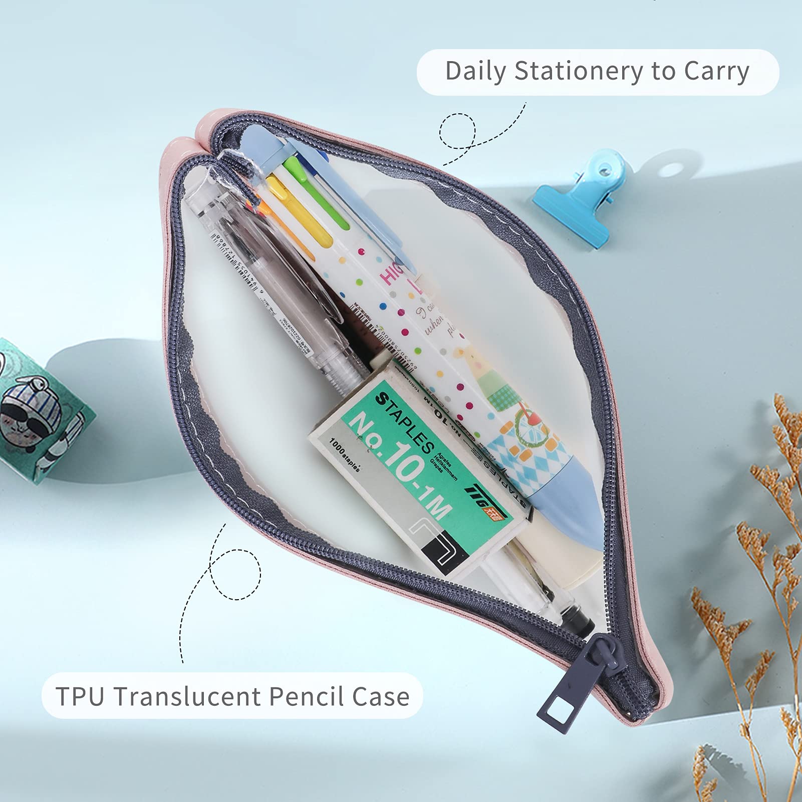 Classycoo 4 Pack Clear Zipper Pencil Case - Multifunctional Stationery Organizer for School, Office, Travel | Pouch for Pens, Makeup, Cosmetics & Small Accessories | Perfect for Students, Professionals & Travelers