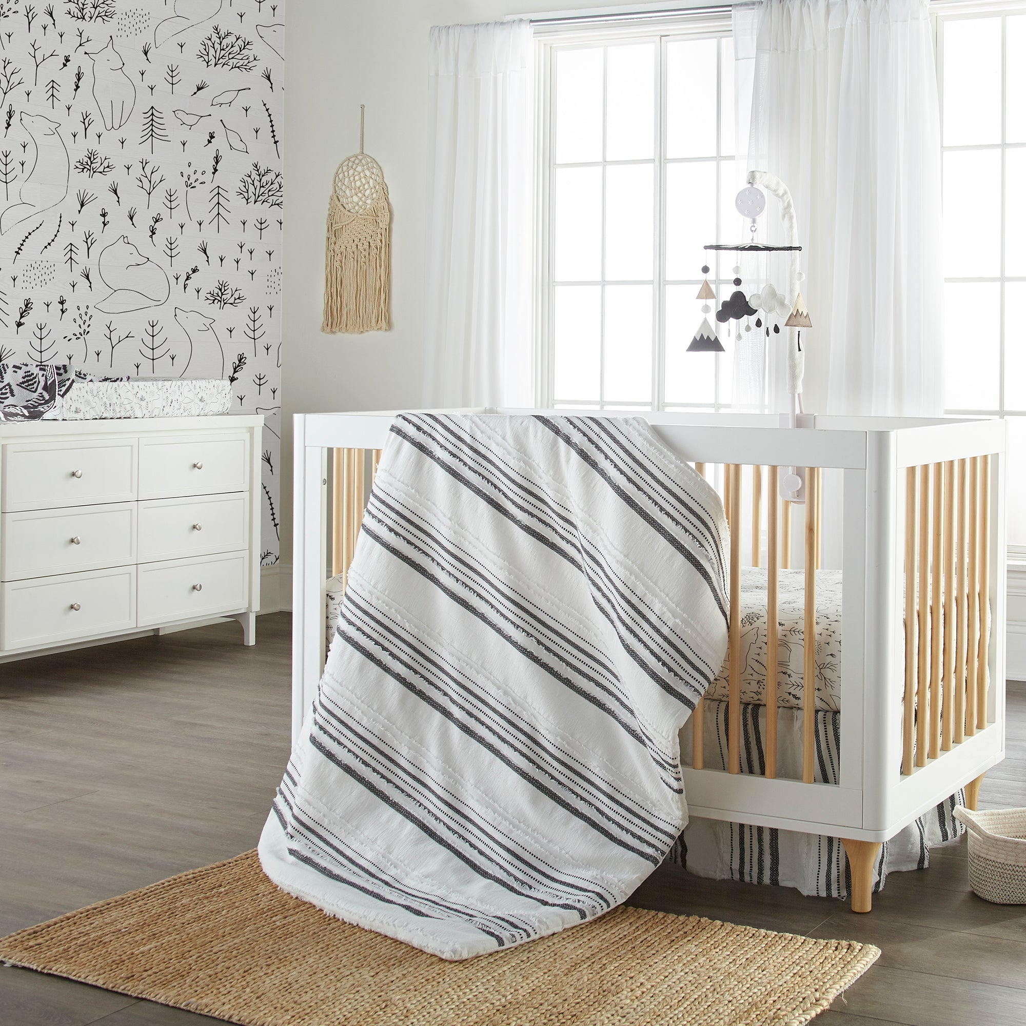 Nico 4-Piece Crib Bedding Set - Soft Baby Crib Sheets, Fitted Crib Skirt, and Cozy Blanket - Perfect for Nursery, Baby Shower Gifts, and Newborn Essentials