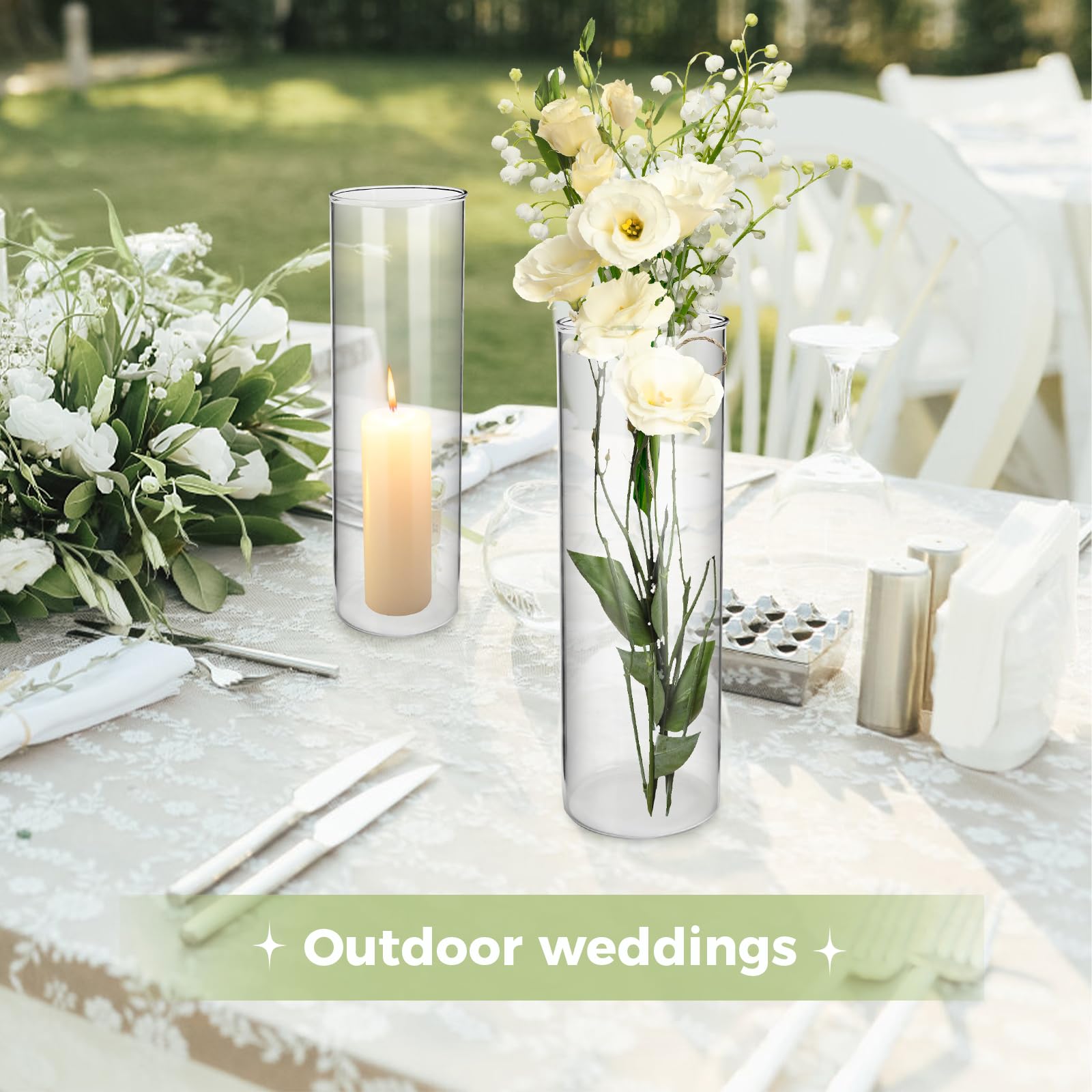 16-Piece Clear Glass Cylinder Vases - 12