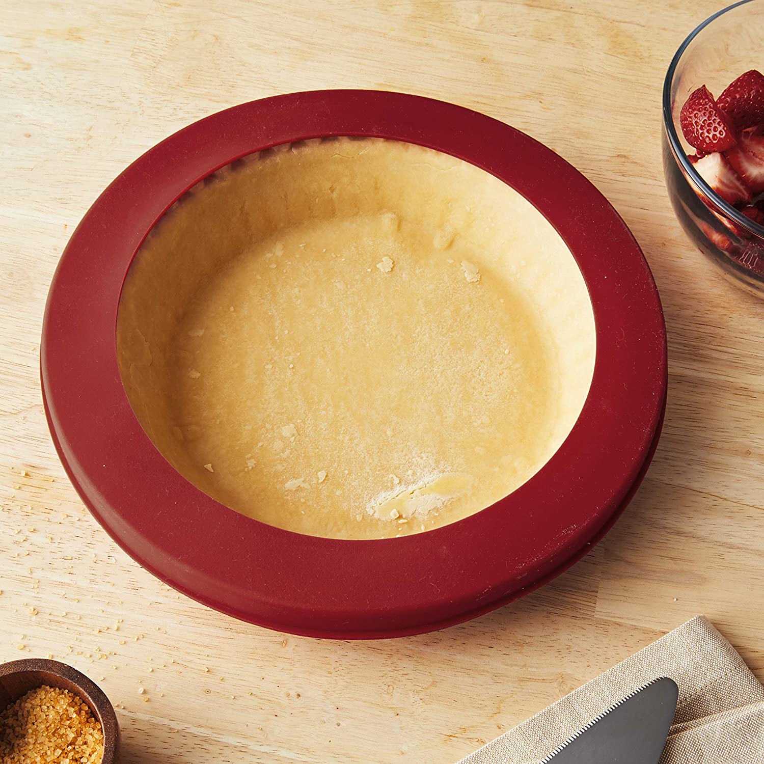 Fox Run Silicone Pie Crust Shield - 9.5 Inch Heat-Resistant Baking Protector for Perfect Pies | Ideal for Thanksgiving, Christmas & Homemade Desserts