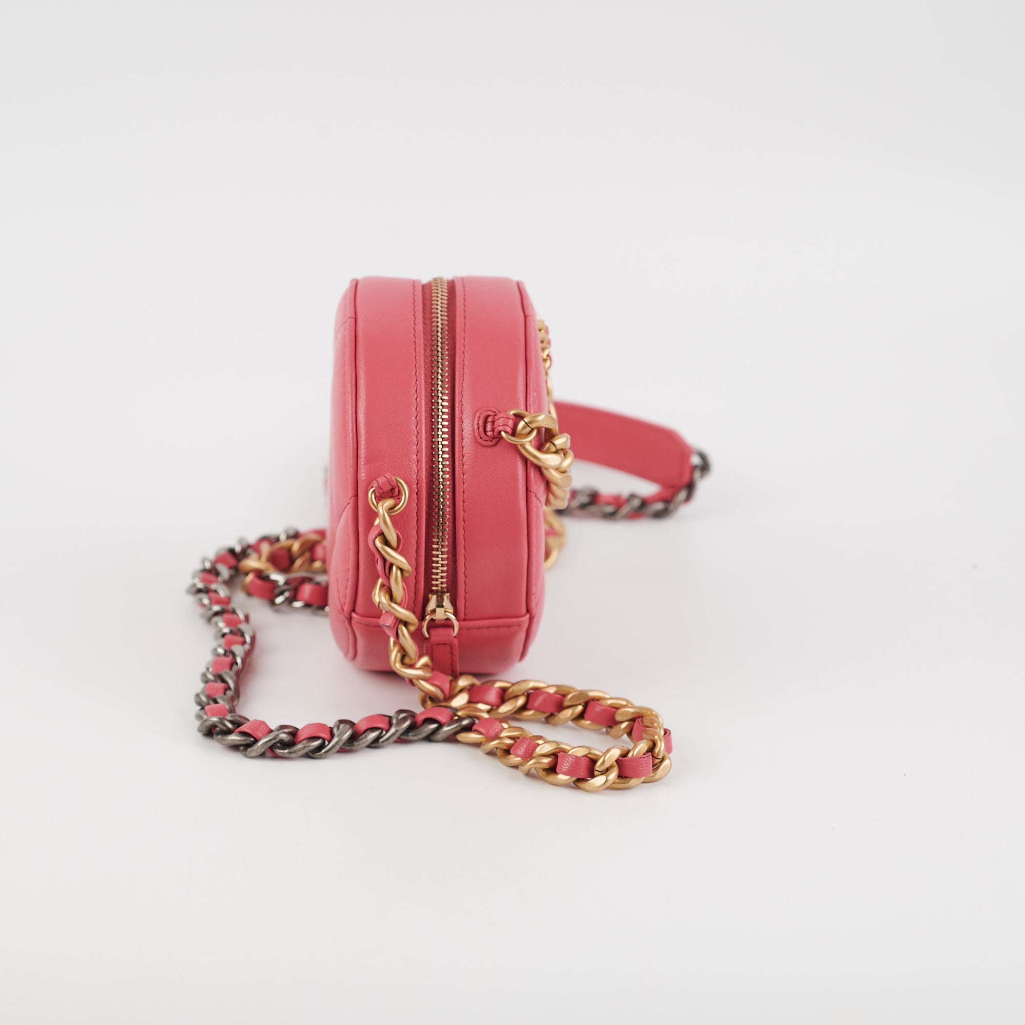 Chanel 19 Lambskin Leather Round Shoulder Bag in Pink | Luxury Designer Handbag for Women | Perfect for Date Night, Parties & Everyday Use