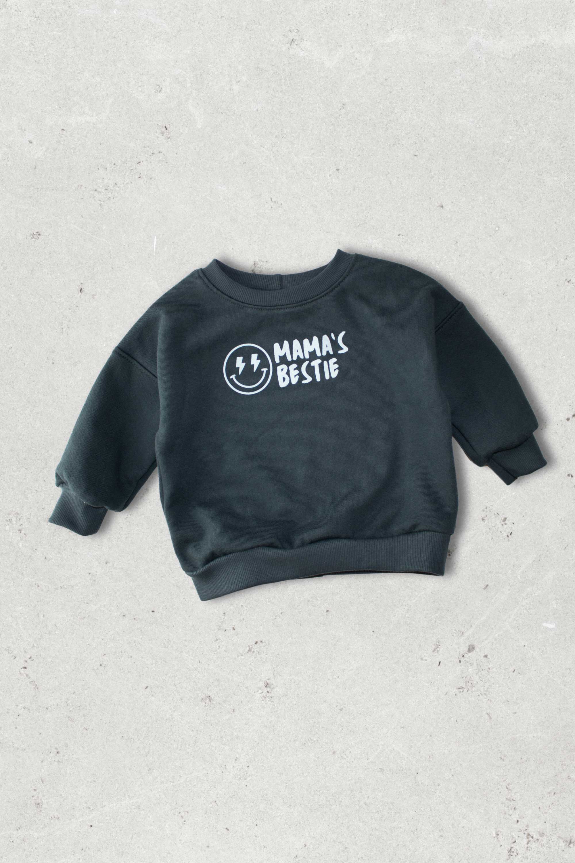 Organic Mama's Bestie Oversized Crewneck Sweatshirt - Soft Cotton Pullover for Women | Cozy Loungewear & Casual Outfit