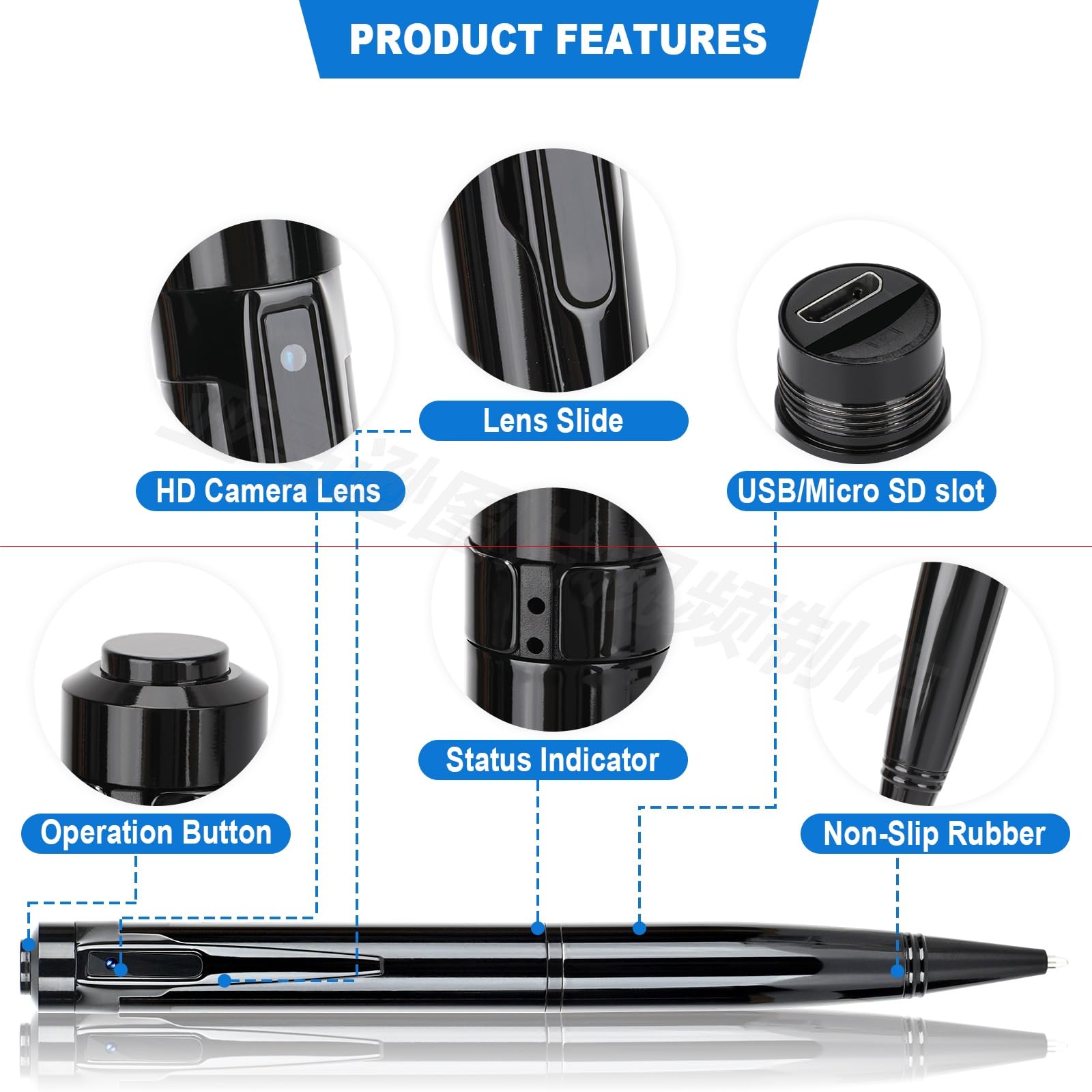 Mini Spy Camera Pen HD 1080P - Hidden Body Camera for Business Meetings & Security | Supports 256GB SD Card