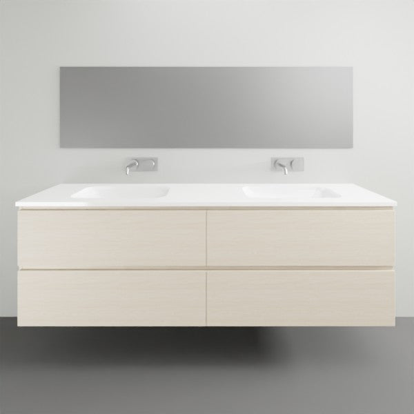 ADP Glacier Lite All Drawer Twin Vanity with Solid Surface Top - Modern Bathroom Vanity Set with Storage Drawers for Master Bath & Guest Room Remodel