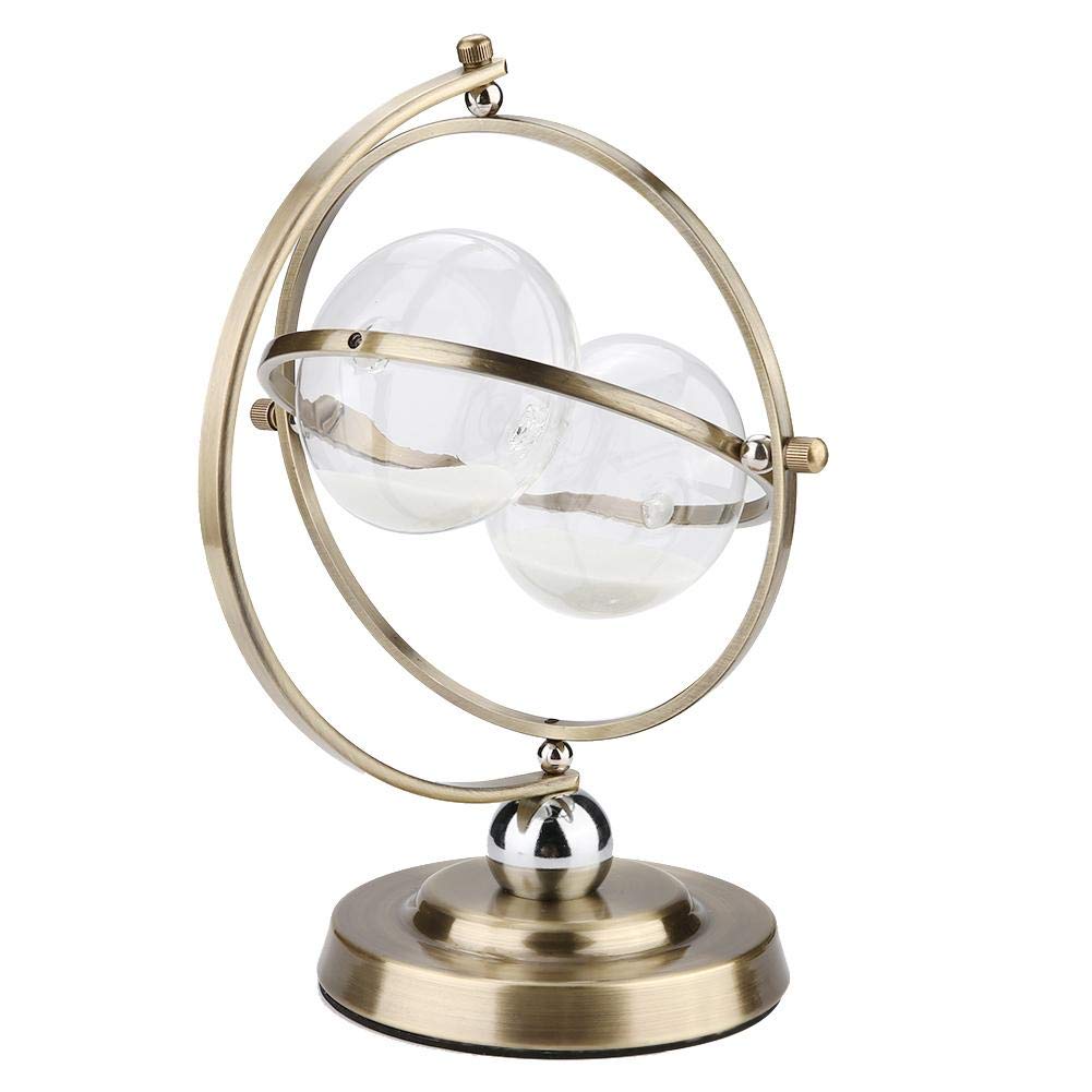 15-Minute Gold Metal Rotating Hourglass Timer - Classic Sand Glass Clock for Wine Sobering, Meditation & Productivity | Perfect for Living Room, Bedroom & Office Decor | Unique Gift for Halloween, Christmas & Valentine's Day (10.23 x 7.48 Inches)