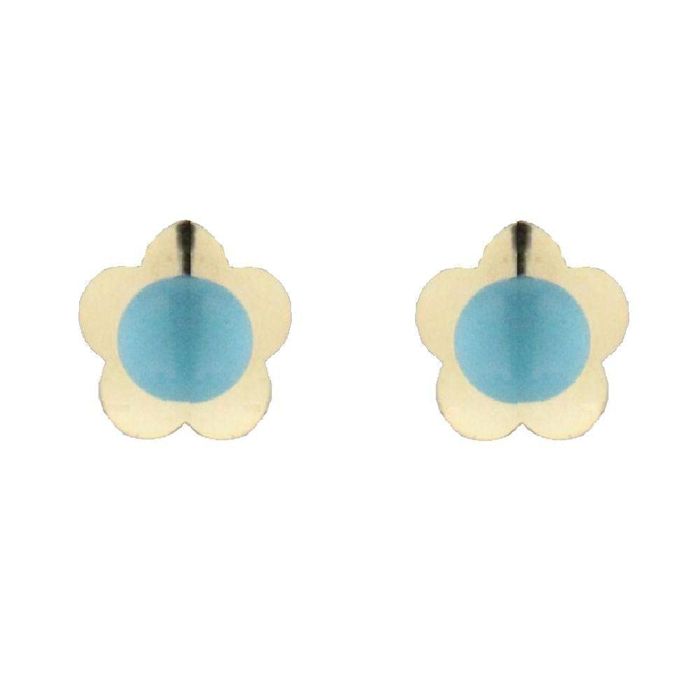 18K Solid Yellow Gold Turquoise Flower Screwback Earrings for Women – Handmade Bohemian Jewelry for Parties, Weddings & Everyday Wear