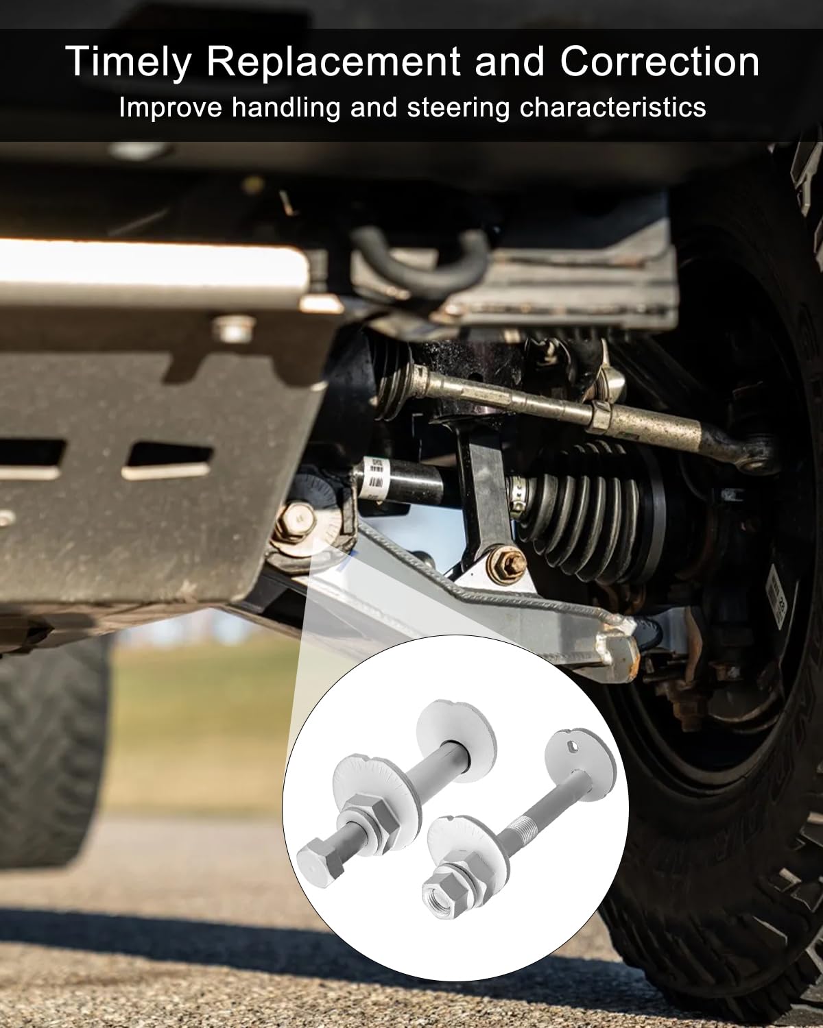 Toyota Tacoma 4Runner FJ Cruiser Lower Control Arm Cam Bolt Kit (2010-2022) - Front Alignment Camber Toe Adjustment Bolts 4-Pack for Both Sides - Perfect for Wheel Alignment & Suspension Repair