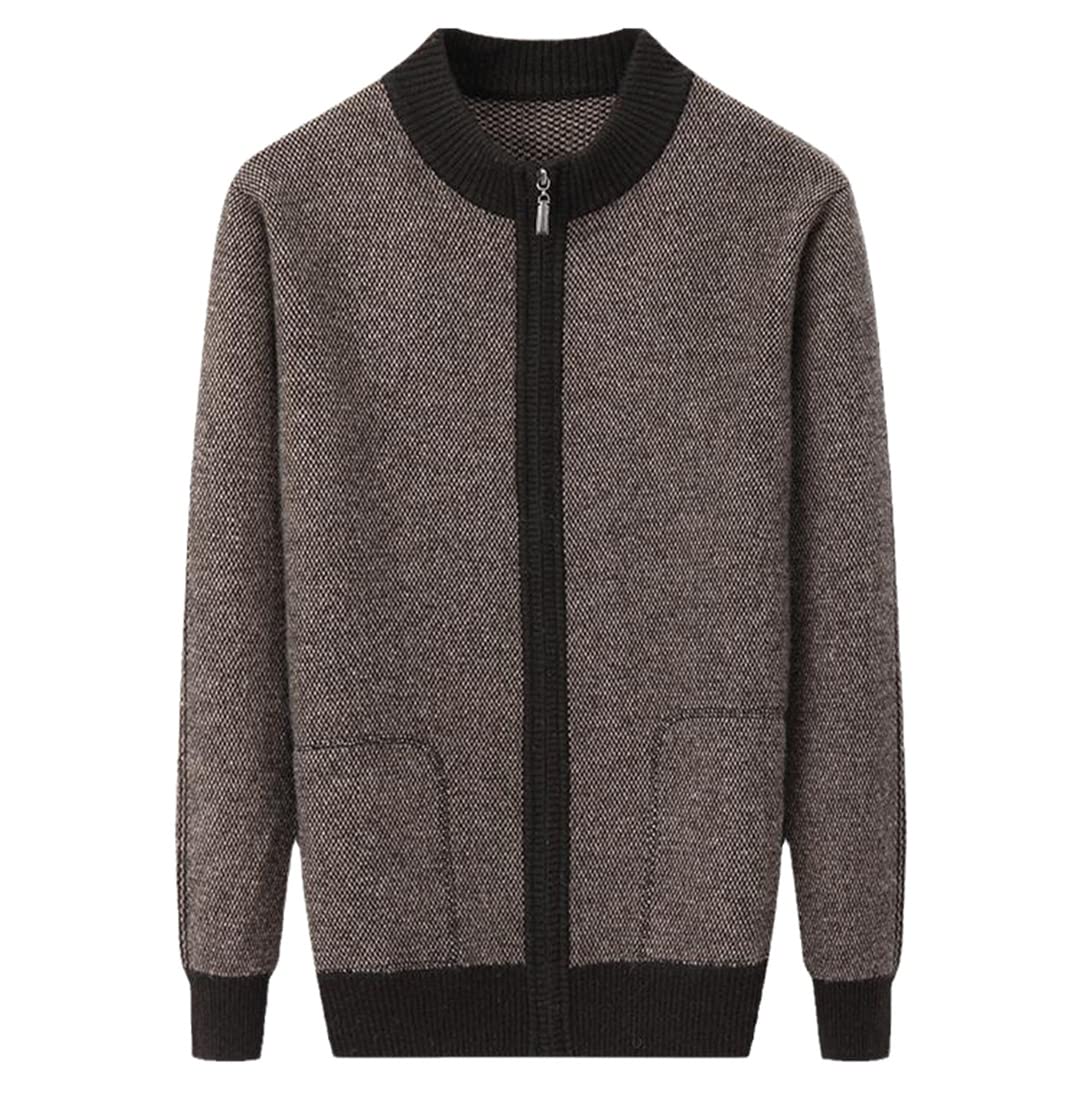 100% Pure Cashmere Men's Winter Sweater - Plus Size Warm Thick Zippered Cardigan for Cold Weather | Cozy Office Wear & Casual Outfit