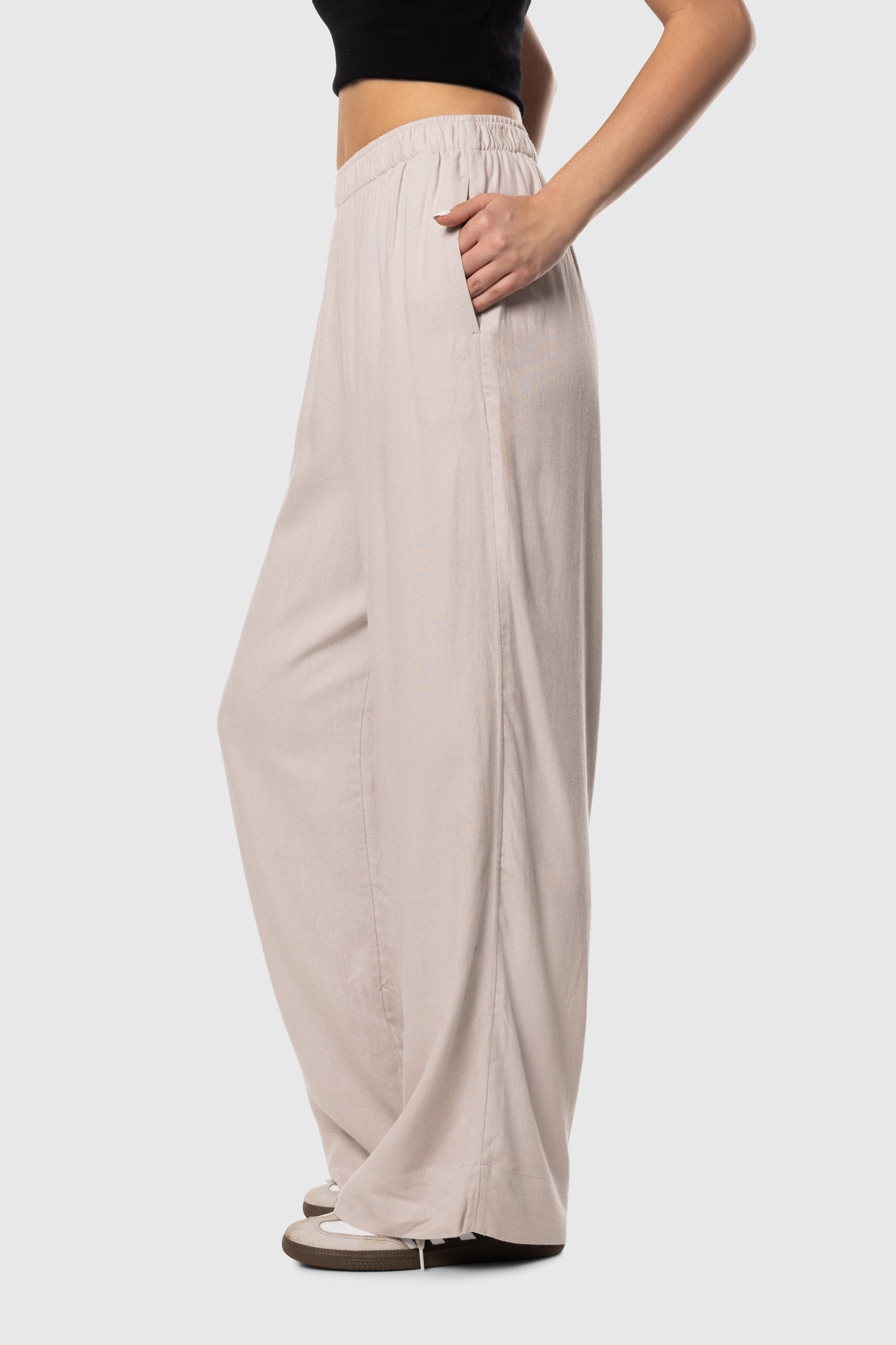 Linen Pants for Women - Soft & Breathable Grey Lilac Casual Trousers - Perfect for Summer, Travel & Relaxation