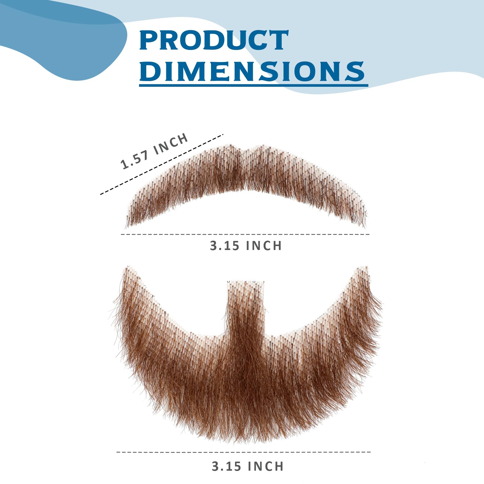 100% Real Human Hair Full Hand-Tied Lace Fake Mustache & Goatee Set - Natural Brown Beard for Men - Realistic Costume Mustache for Halloween, Cosplay, Theater & Movie Props - Perfect for Parties, Dramatic Performances & Entertainment Events
