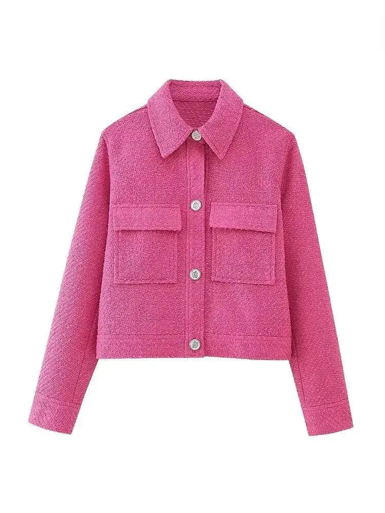 Vintage Women's Cropped Tweed Jacket - Classic Fitted Blazer for Office, Dating & Fall Fashion