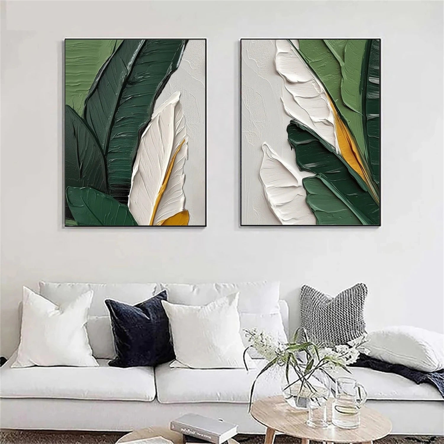 Custom Hand-Painted Flower and Tree Canvas Art Set of 2 - Wall Decor for Living Room, Bedroom & Office - Perfect Gift for Housewarming & Wedding