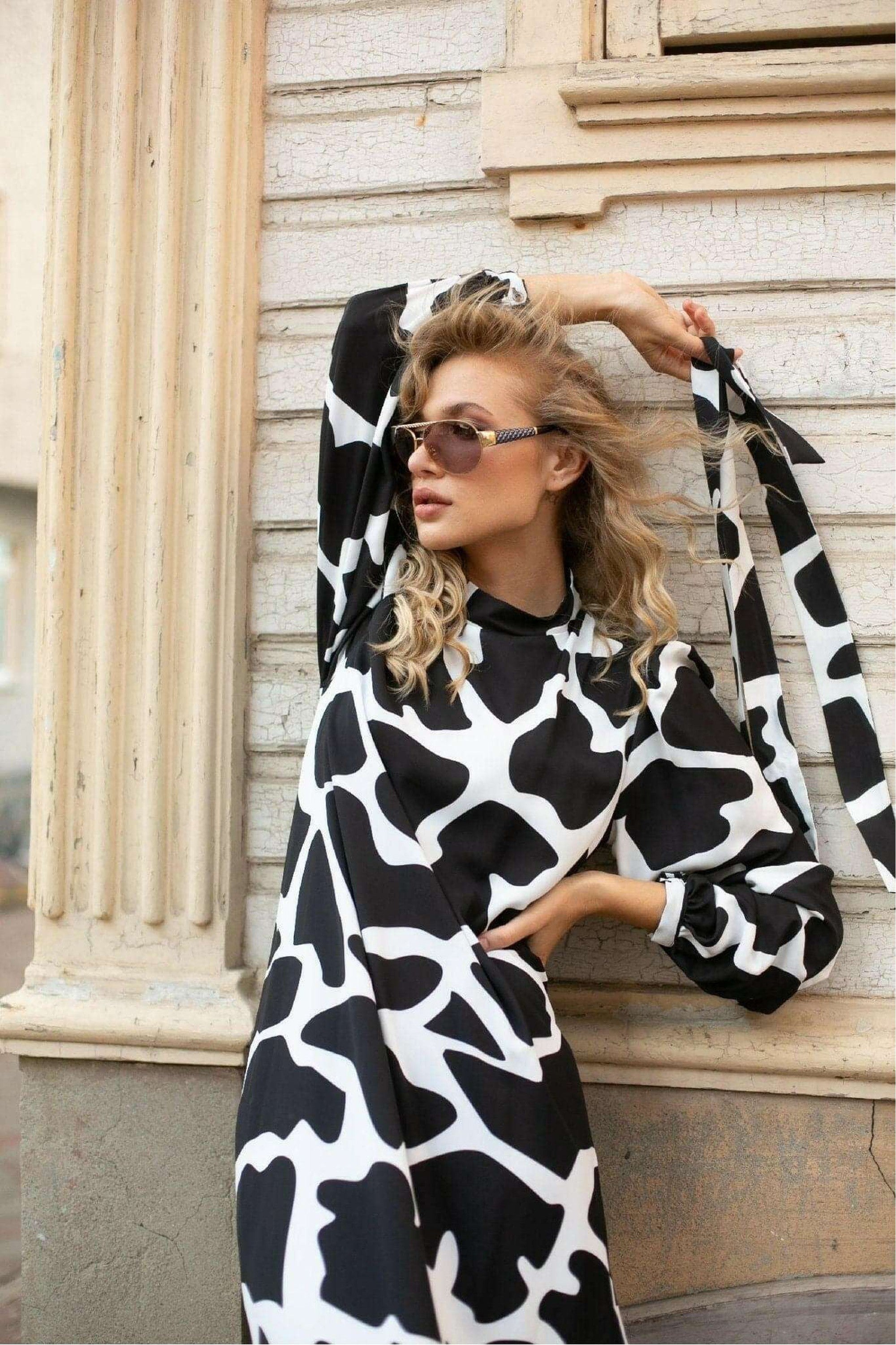 Lauren Long Maxi Dress - Black & White Floral Print | Elegant Summer Dress for Women | Perfect for Beach, Wedding & Party Occasions