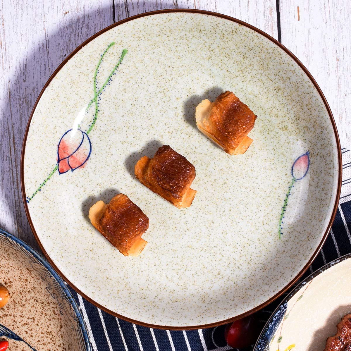 Vintage Japanese 8-Inch Porcelain Dinner Plates - Set of 4 Microwave Safe Ceramic Dishes for Home, Restaurant & Special Occasions