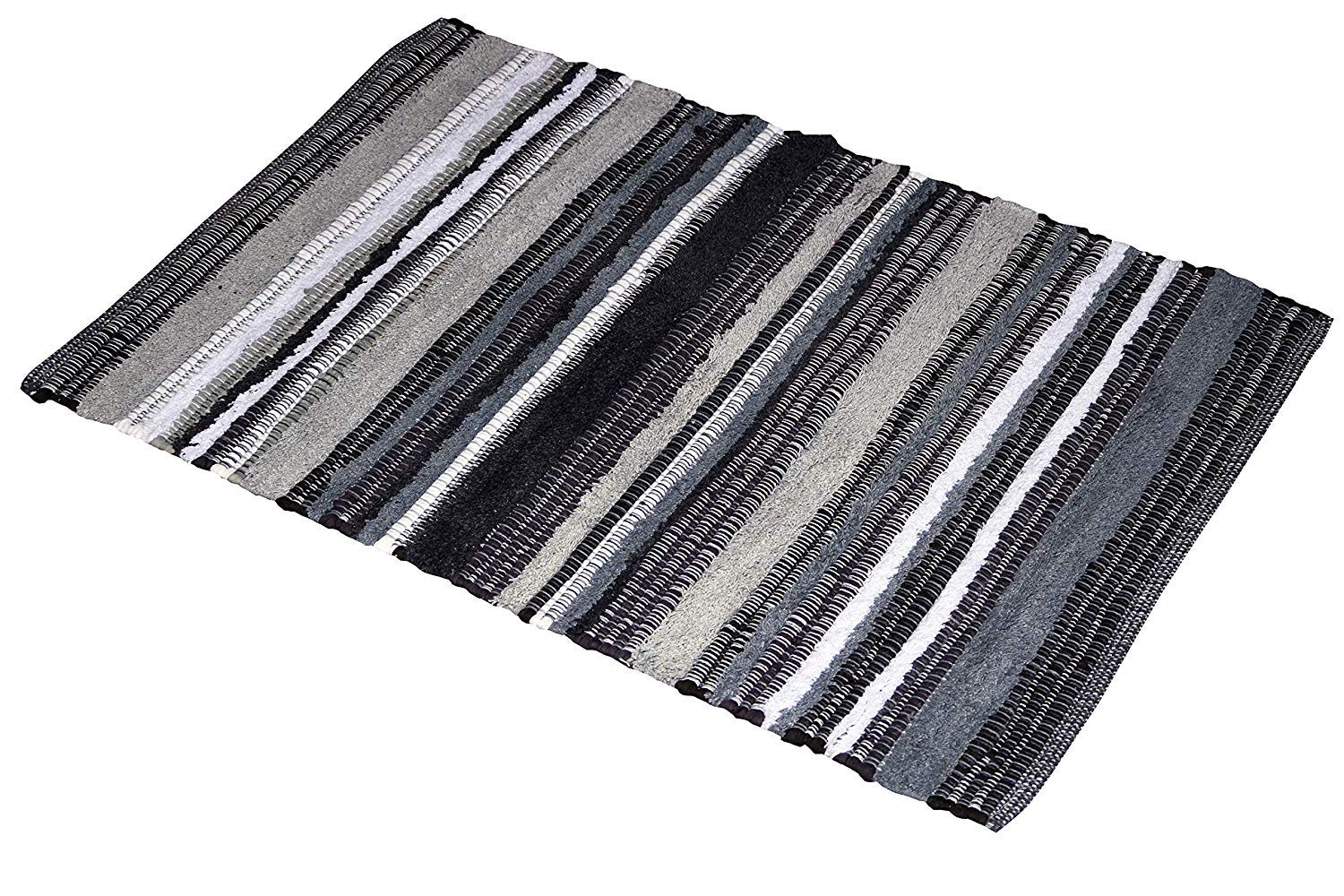 Premium Grey Cotton Striped Doormat - Non-Slip 2x3 Feet Indoor Entryway Rug for Kitchen, Bathroom & Home Decor (24x36 Inches) - Perfect for High-Traffic Areas, Front Door & Mudroom Protection