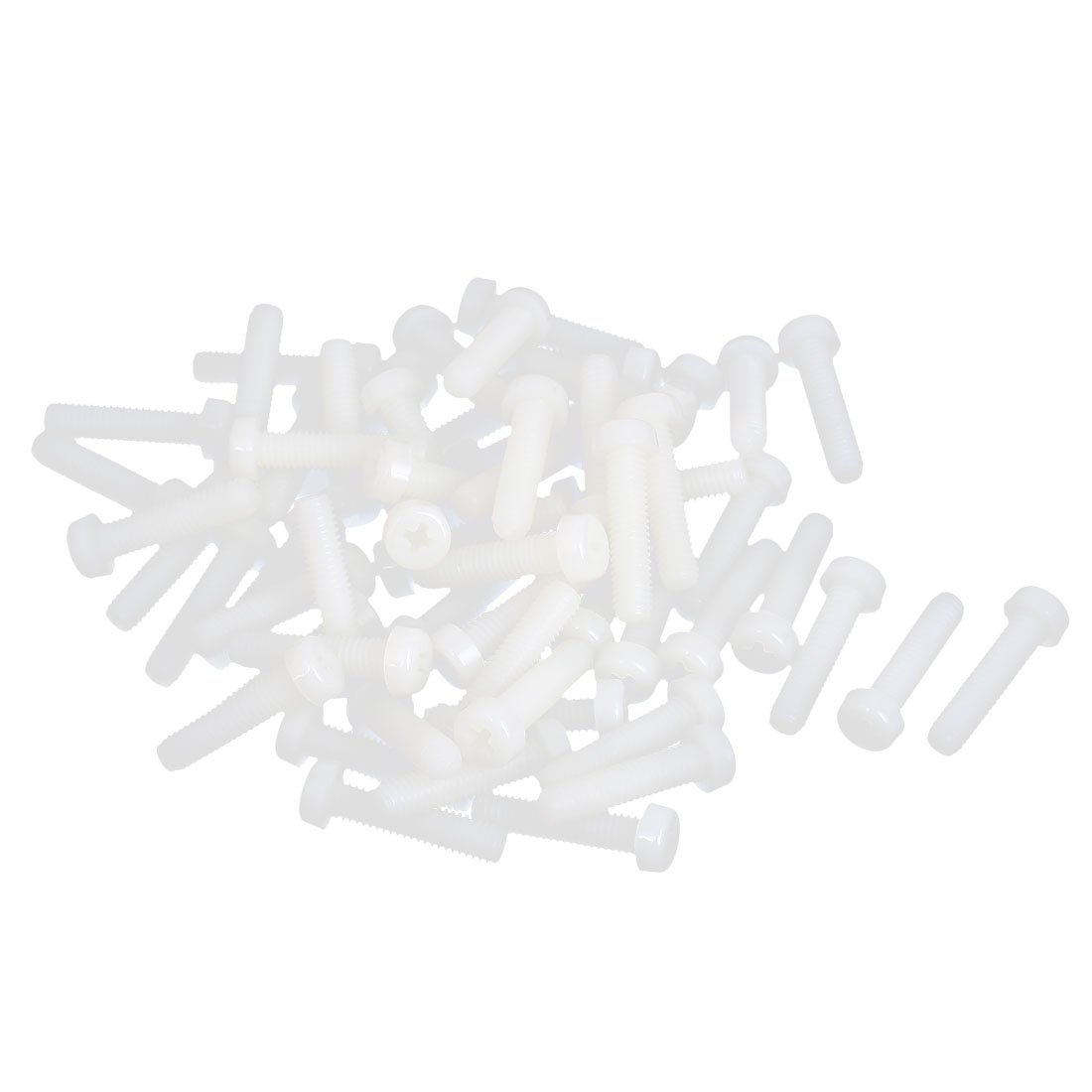 M6x25mm Phillips Pan Head Screws - 58 Pcs Beige Plastic Fasteners for DIY & Furniture Assembly