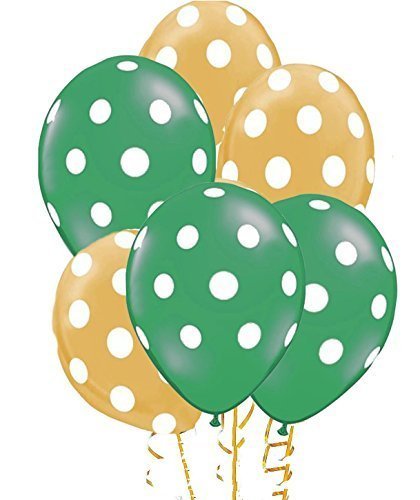 Polka Dot Balloons 11 Inch - 25 Pack Emerald Green & Metallic Gold Confetti Balloons for Birthday Party, Wedding, Baby Shower, Christmas, Halloween Decorations - Perfect for Indoor/Outdoor Party Decor & Photo Backdrops