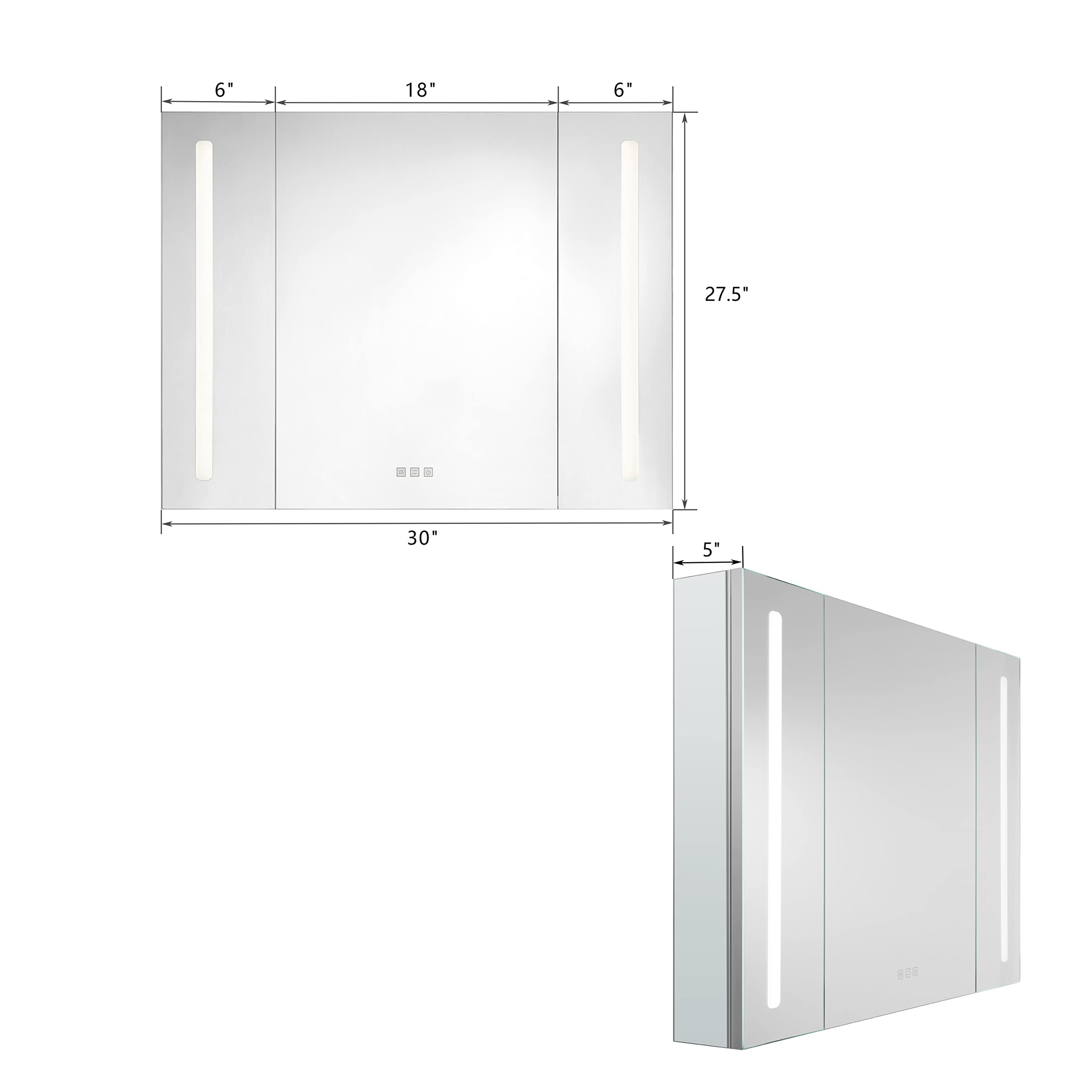 LED Medicine Cabinet with Mirror - 30