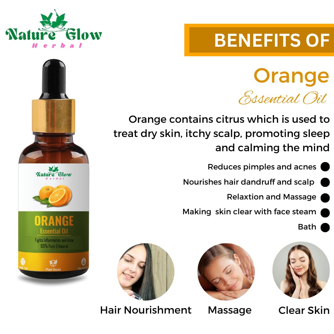 Organic Orange Essential Oil for Skin & Hair - 100% Pure, Natural, Undiluted (15ml) | Hydrates Dry Skin, Nourishes Hair | Aromatherapy, Massage, DIY Beauty & Home Fragrance